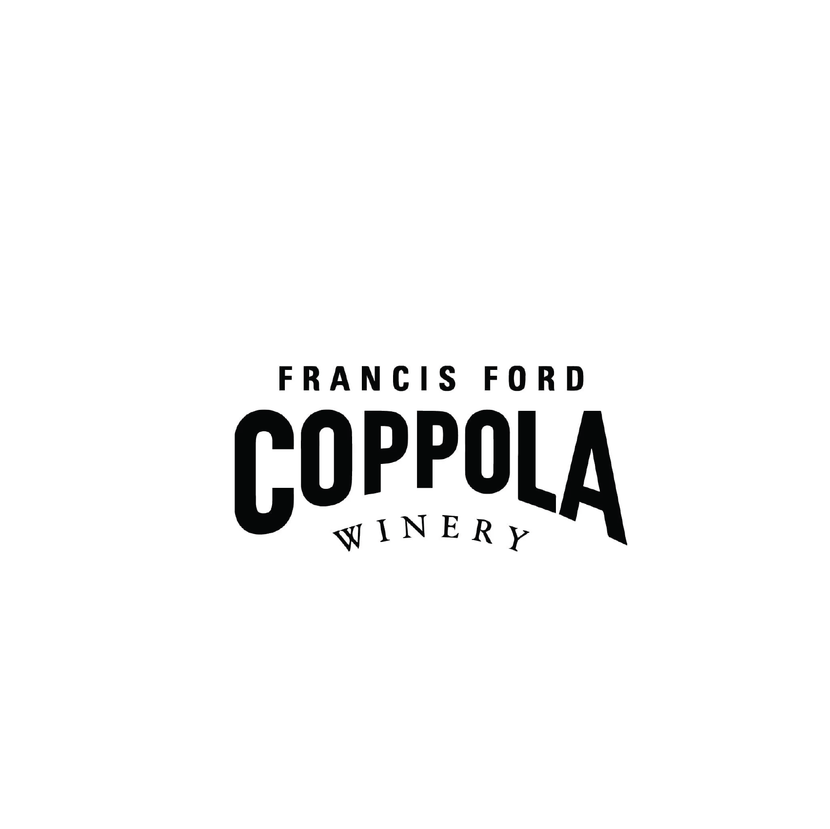 Black text on white background reading 'Francis Ford Coppola Winery' with different font styles.