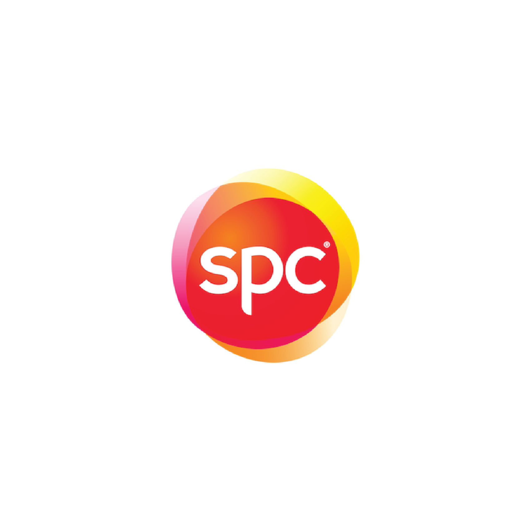 Colorful circular logo with the letters 'spc' in white in the center, surrounded by pink, orange, yellow, and red hues.
