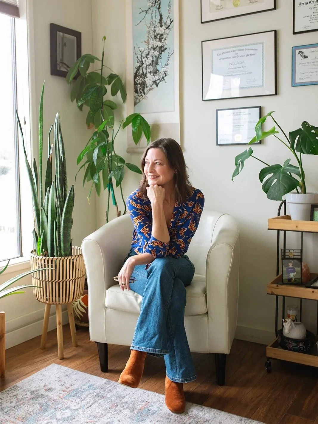 Dawn Berry, a skilled acupuncturist and excellent source for traditional Chinese medicine, sitting in her office at Healing Arts Center in McMinnville.