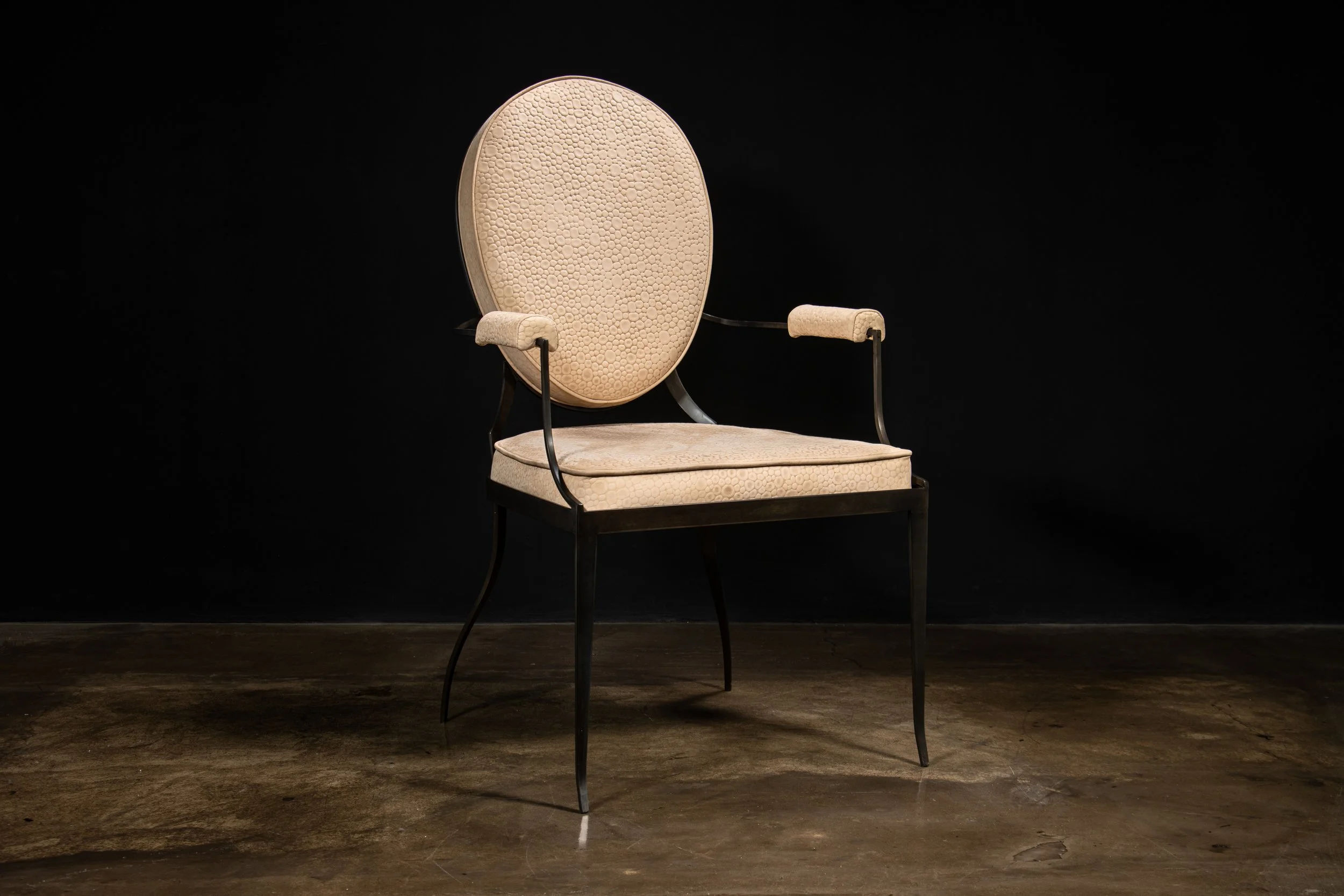 Andre Forged Metal Arm Chair in the style of Andre Arbus in Leather by Costantini 00.jpg