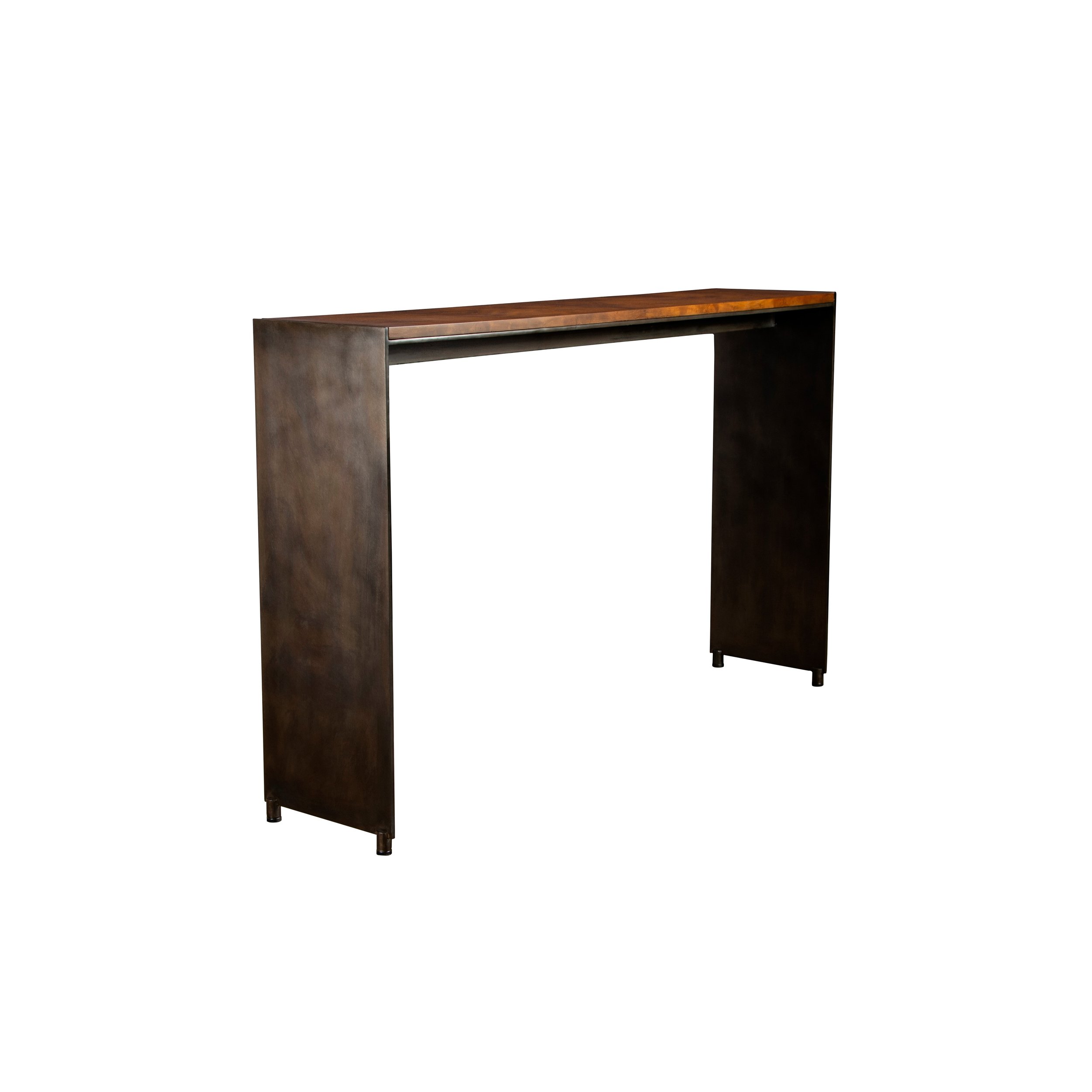 Modern Patinated Steel and Wood Burl Top Vinn Console Table by Costantini 00 WBG.jpg