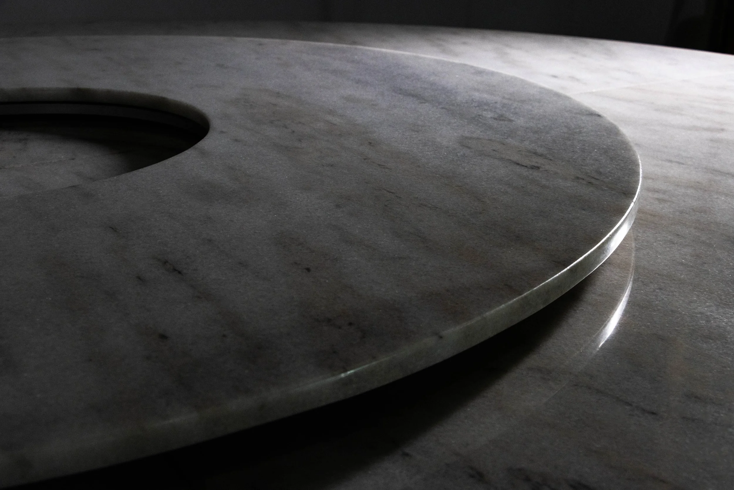 Aragon Bronze and Marble Dining Table with Rotating Server by Costantini 14.jpg