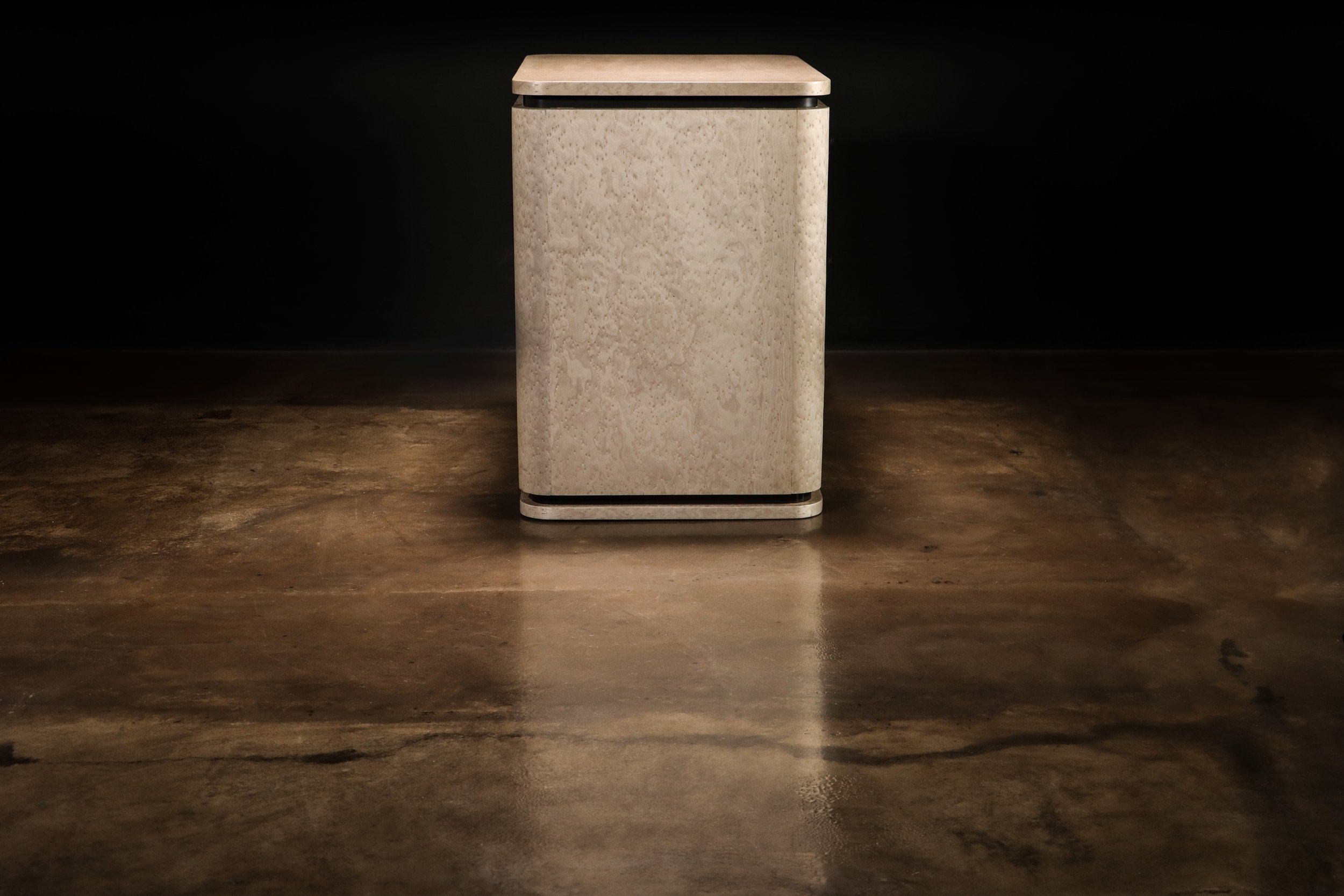Elena Modern Bedside Table in Gray Birdseye Maple & Bronze by Costantini 04.jpg