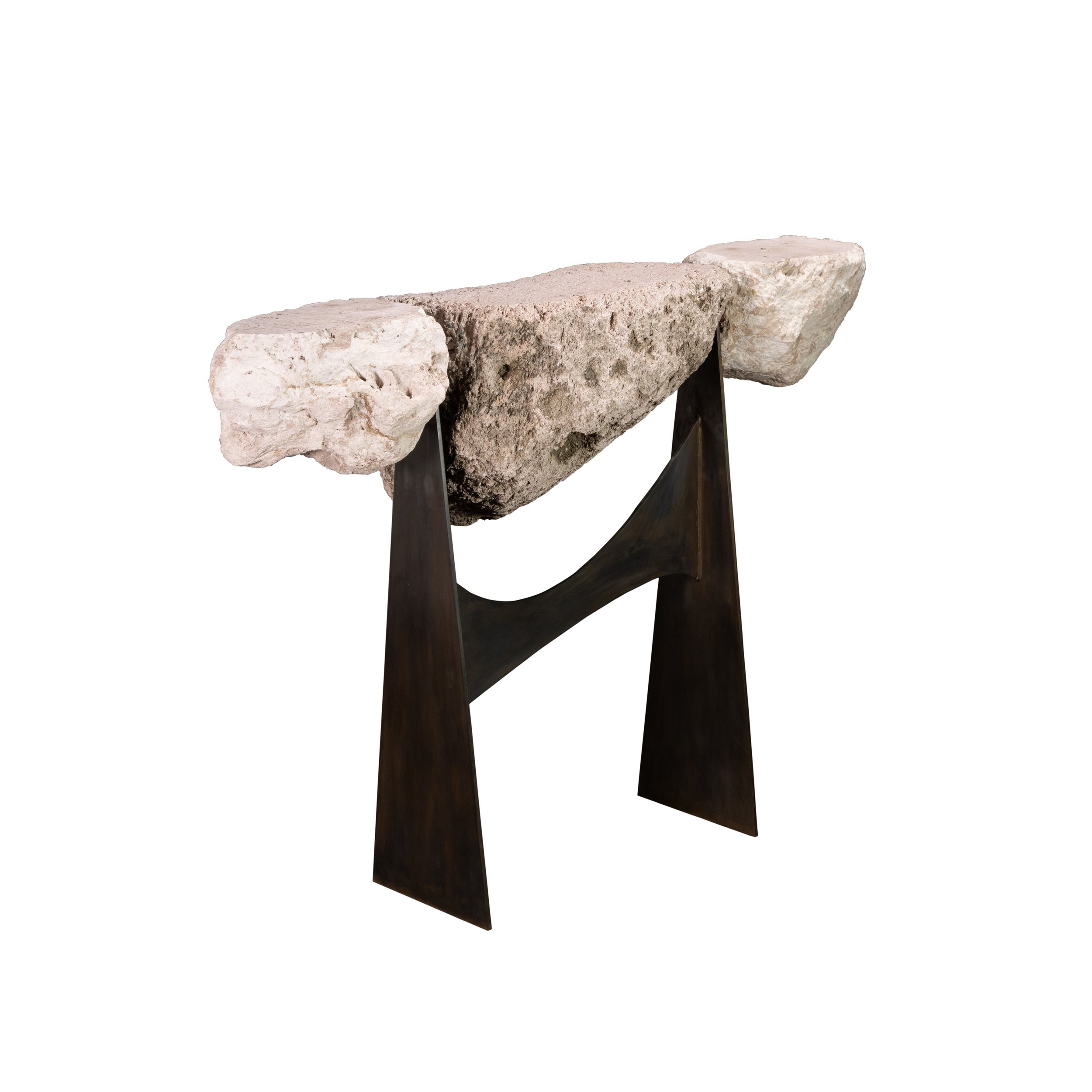 Fortezza Sculptural Stone and Metal Functional Art Console by Costantini 00 WBG.jpg
