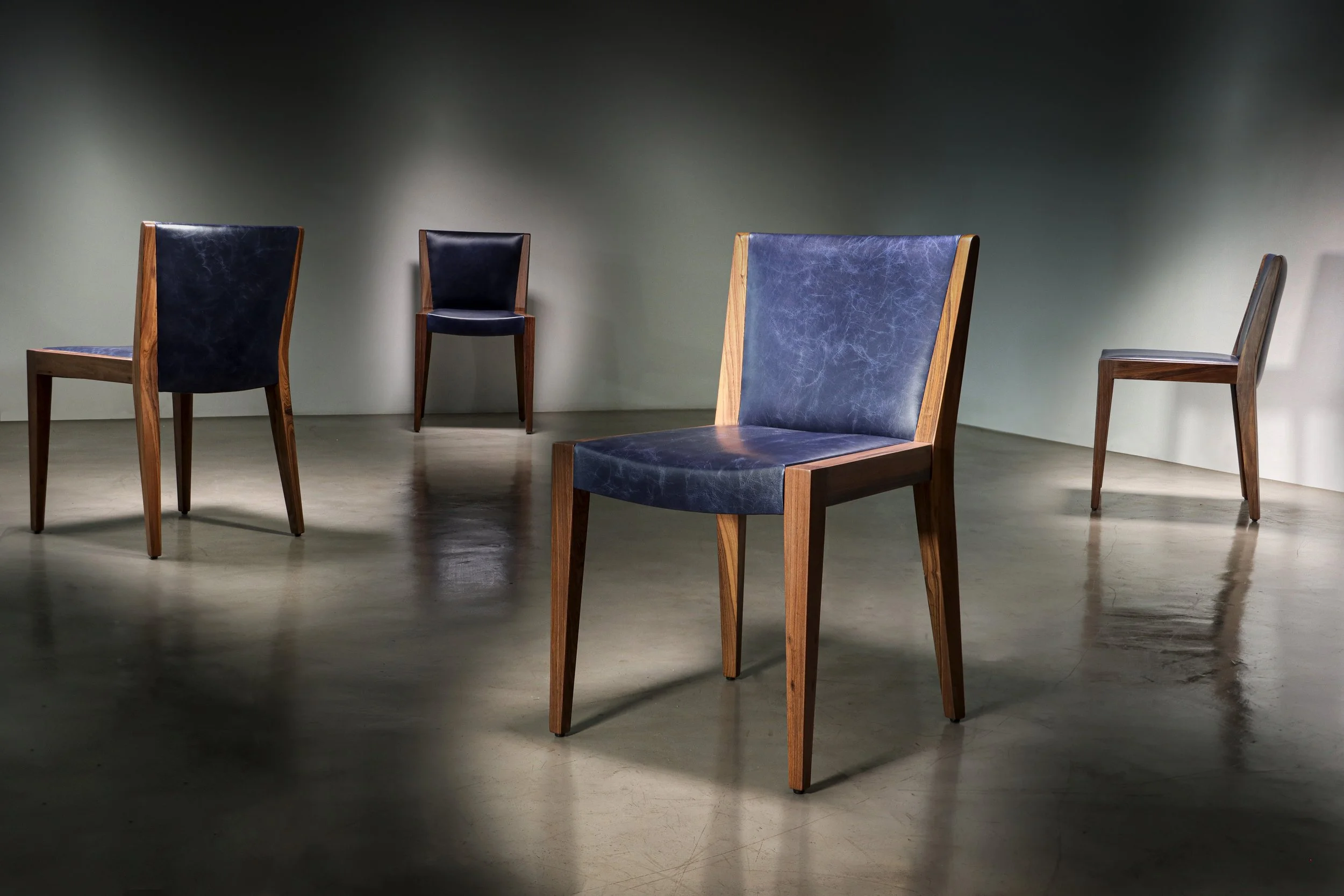 Giovanni Modern Exotic Wood and Wrapped Leather Dining Chair from Costantini 15.jpg