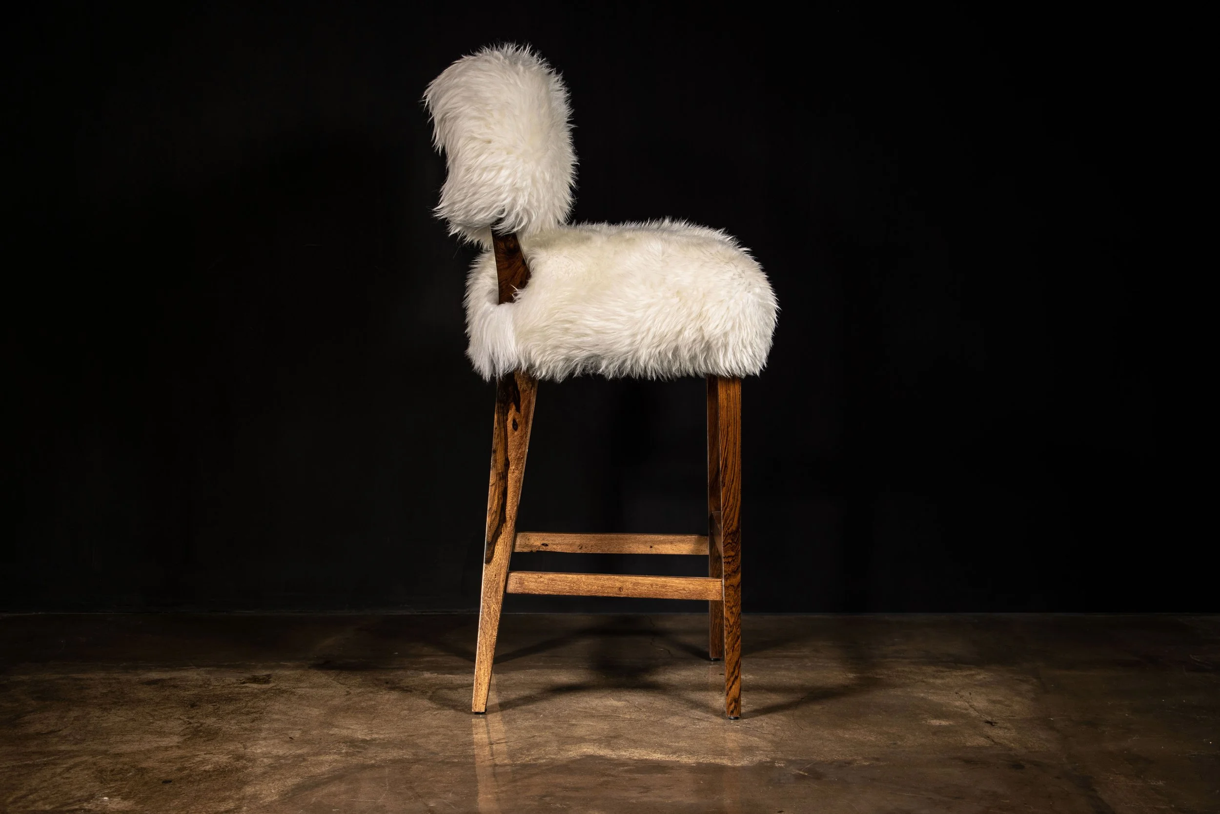 Bruno Modern Bar Stool in Argentine Solid Wood and Sheepskin by Costantini 03.jpg