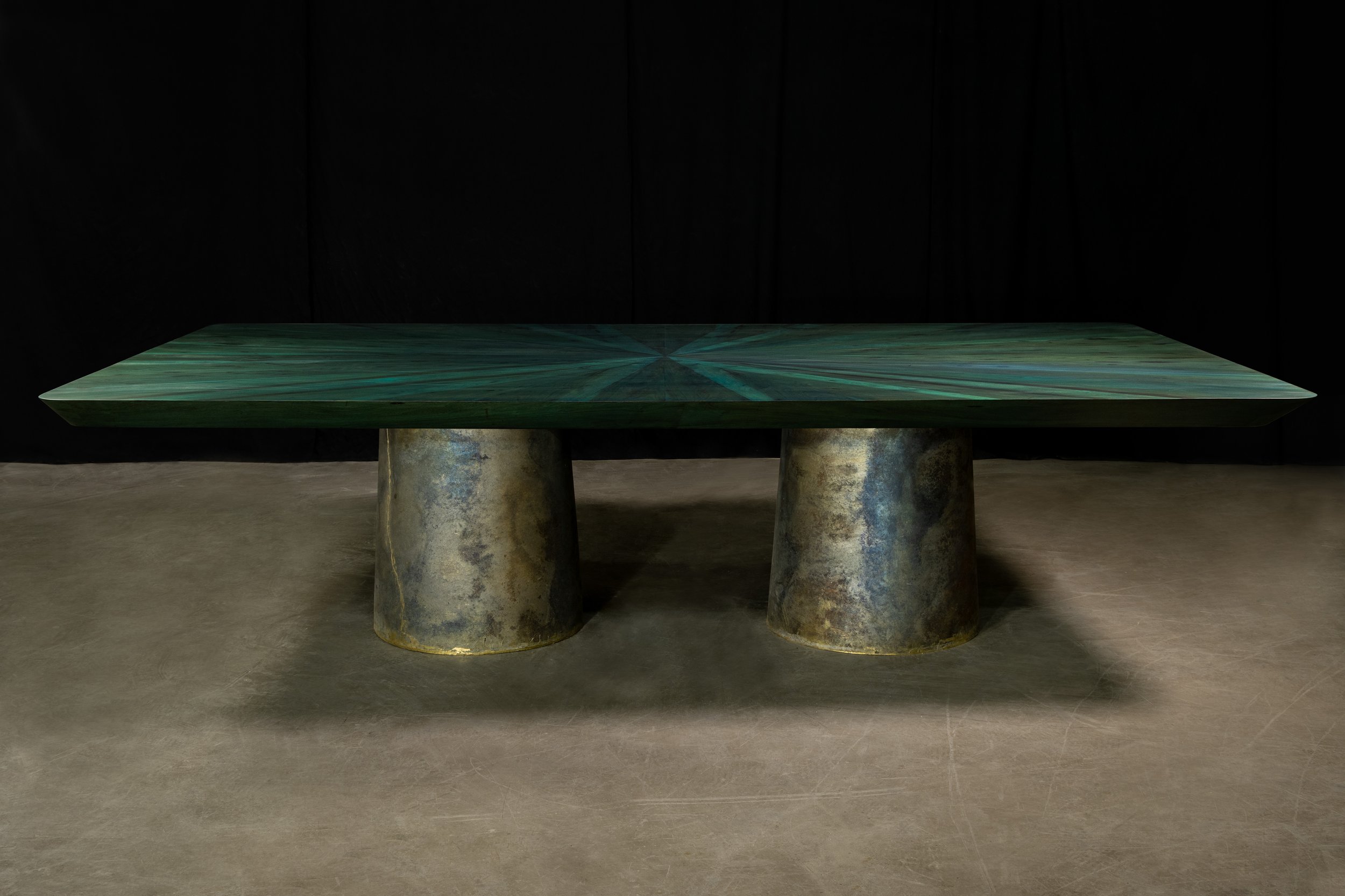 Benone Indigo Cast Bronze and Wood Table by Costantini 01.jpg