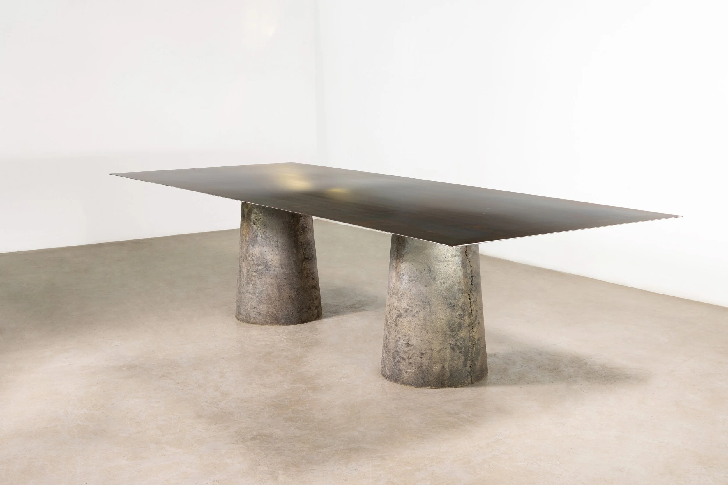 Beninx Twin Pedestal Cast Bronze and Metal Dining Table by Costantini 00.jpg