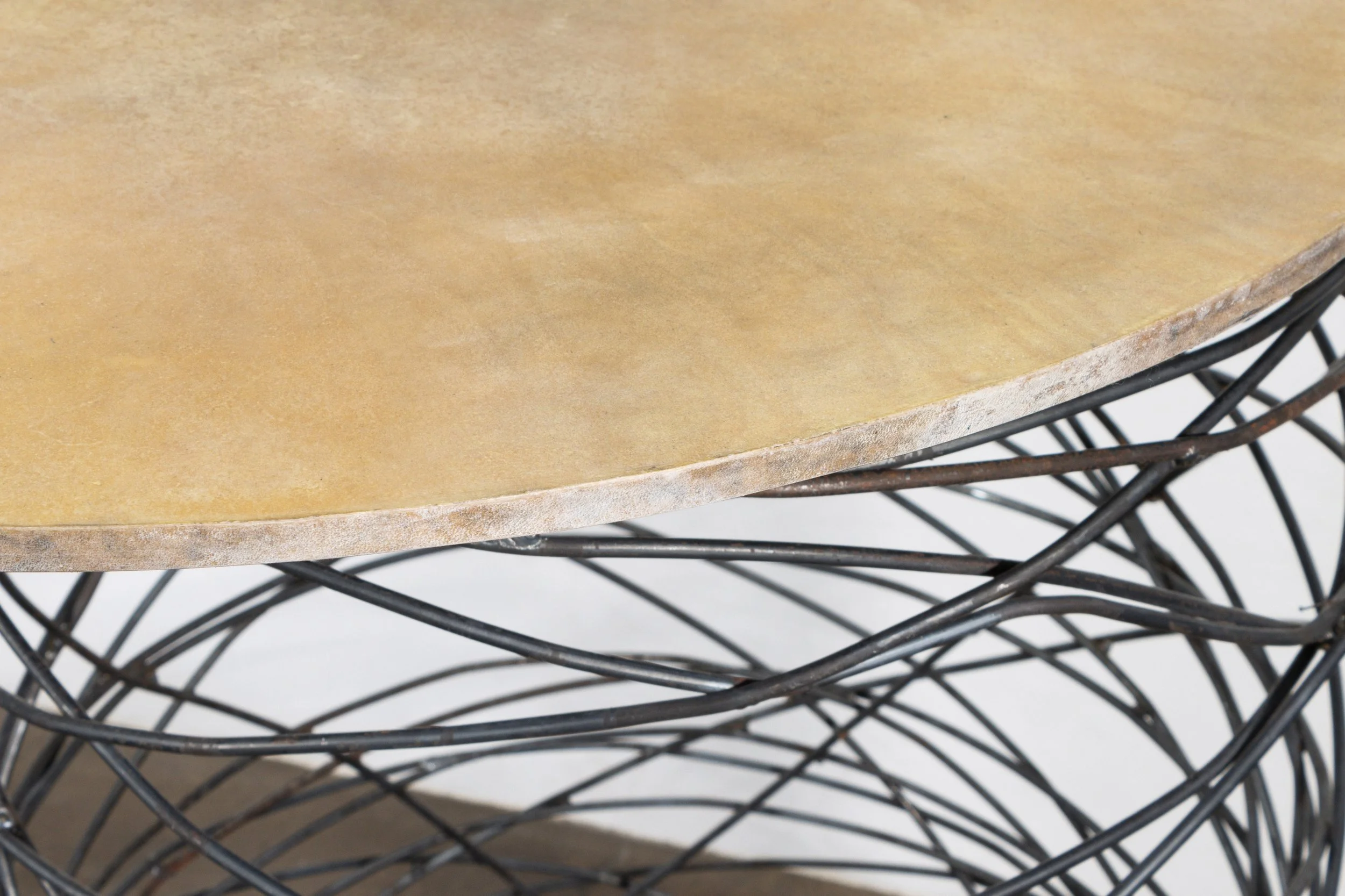 Richiamo Pergamino Table Modern Sculptural Tall Side Table With Parchment Round Top by Costantini 04.jpg