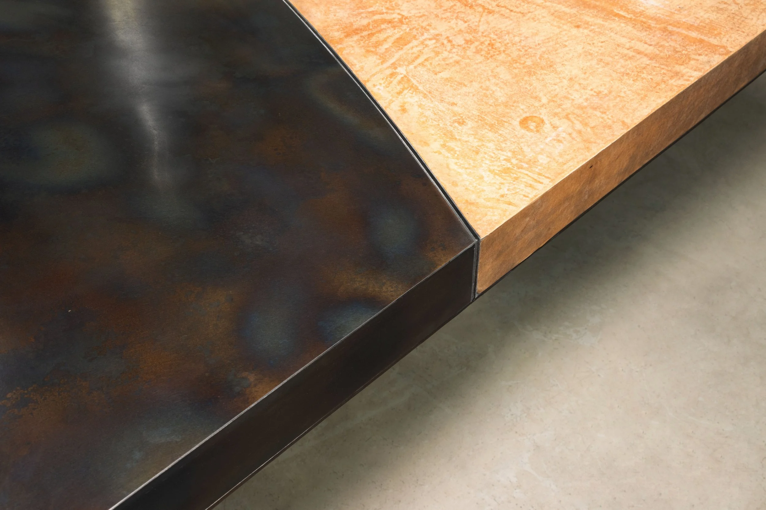 One of a Kind Benone Mosaico Twin Pedestal Cast Bronze and Parchment Steel and Brass by William C Stuart for Costantini 12.jpg