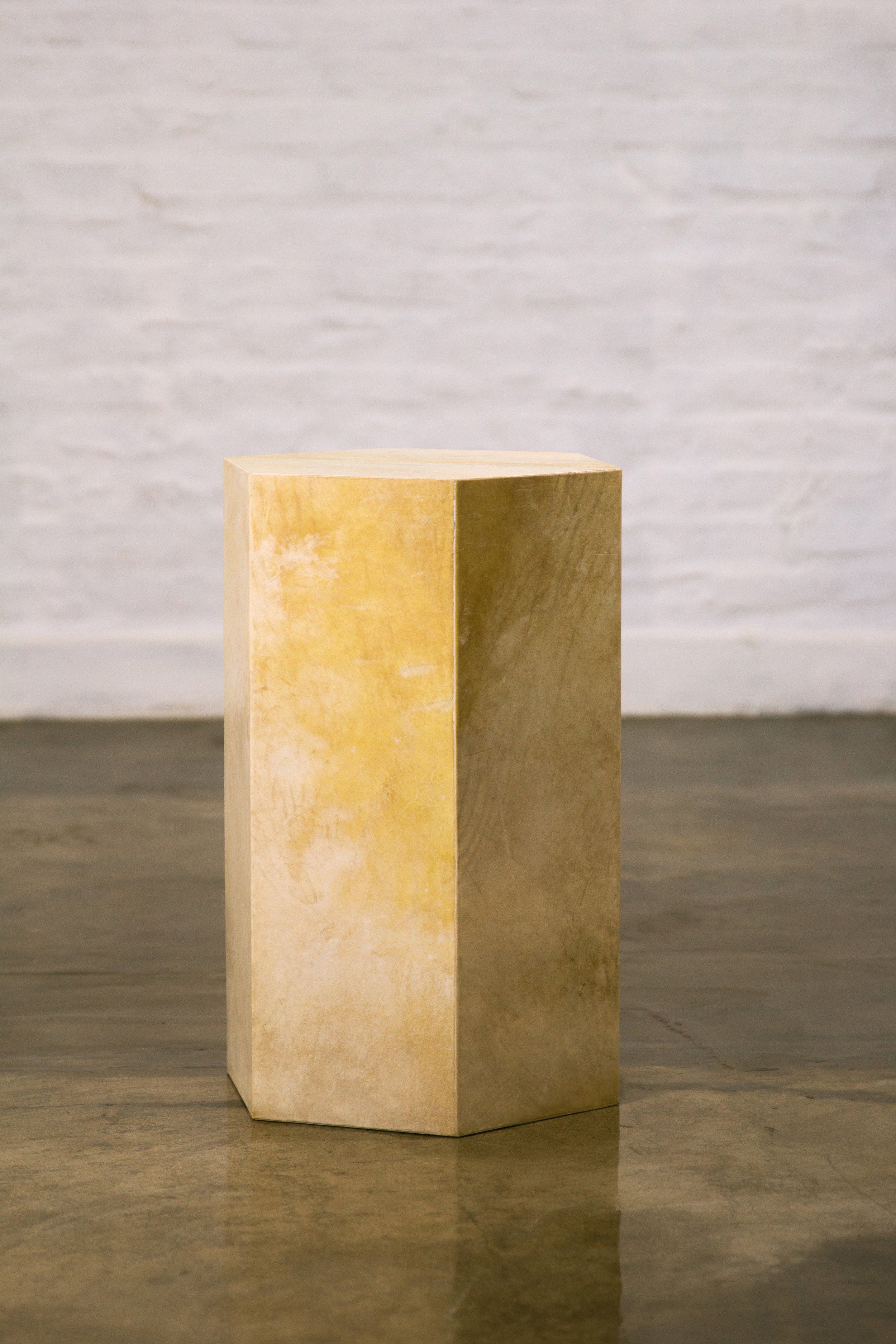 Pergamino Hex Goatskin Modern Minimal Side Table by Costantini 00.jpg