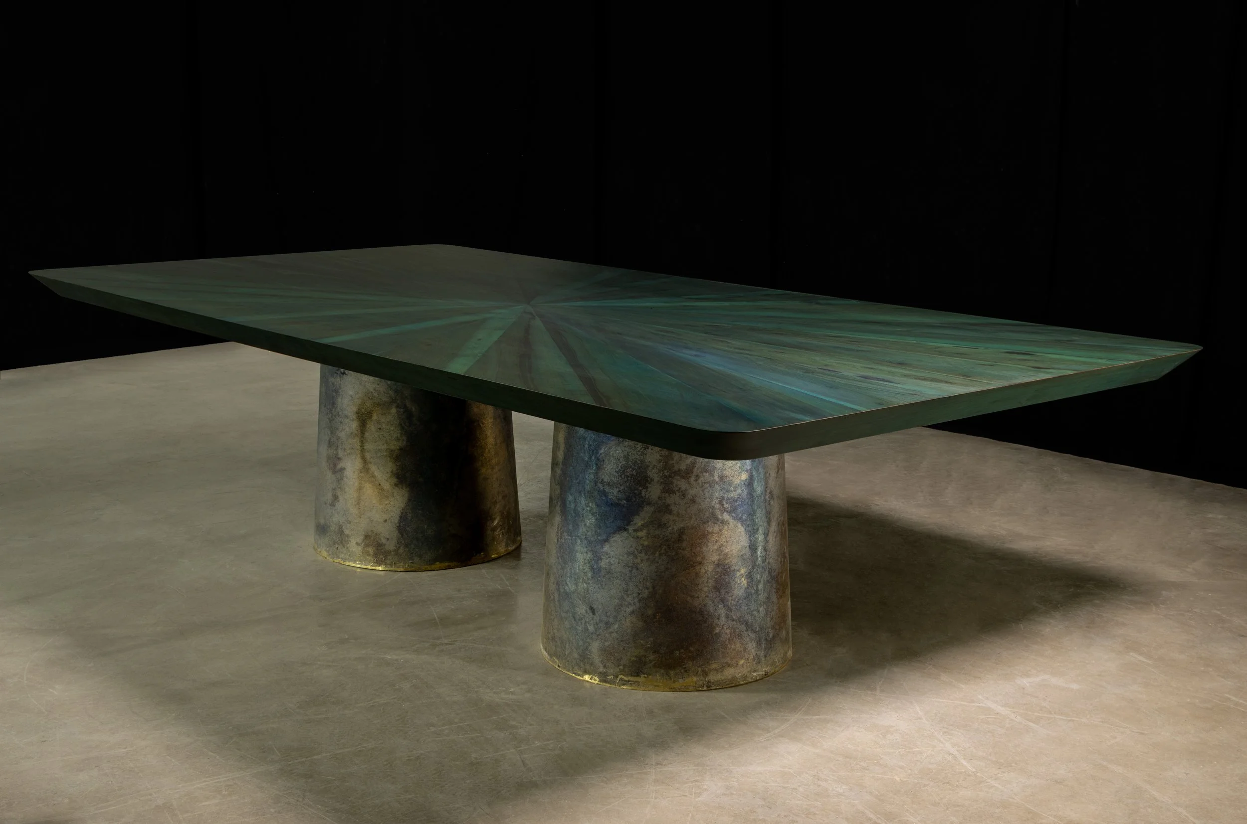 Benone Indigo Cast Bronze and Wood Table by Costantini 00.jpg