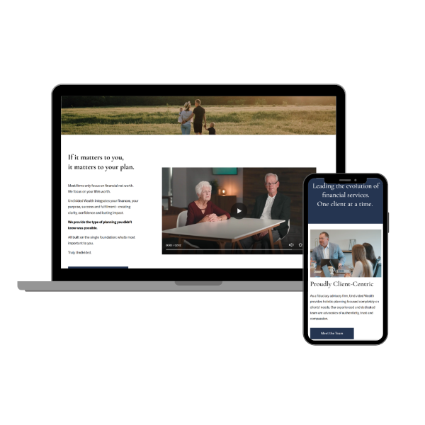 Laptop and smartphone screens displaying Undivided Wealth website