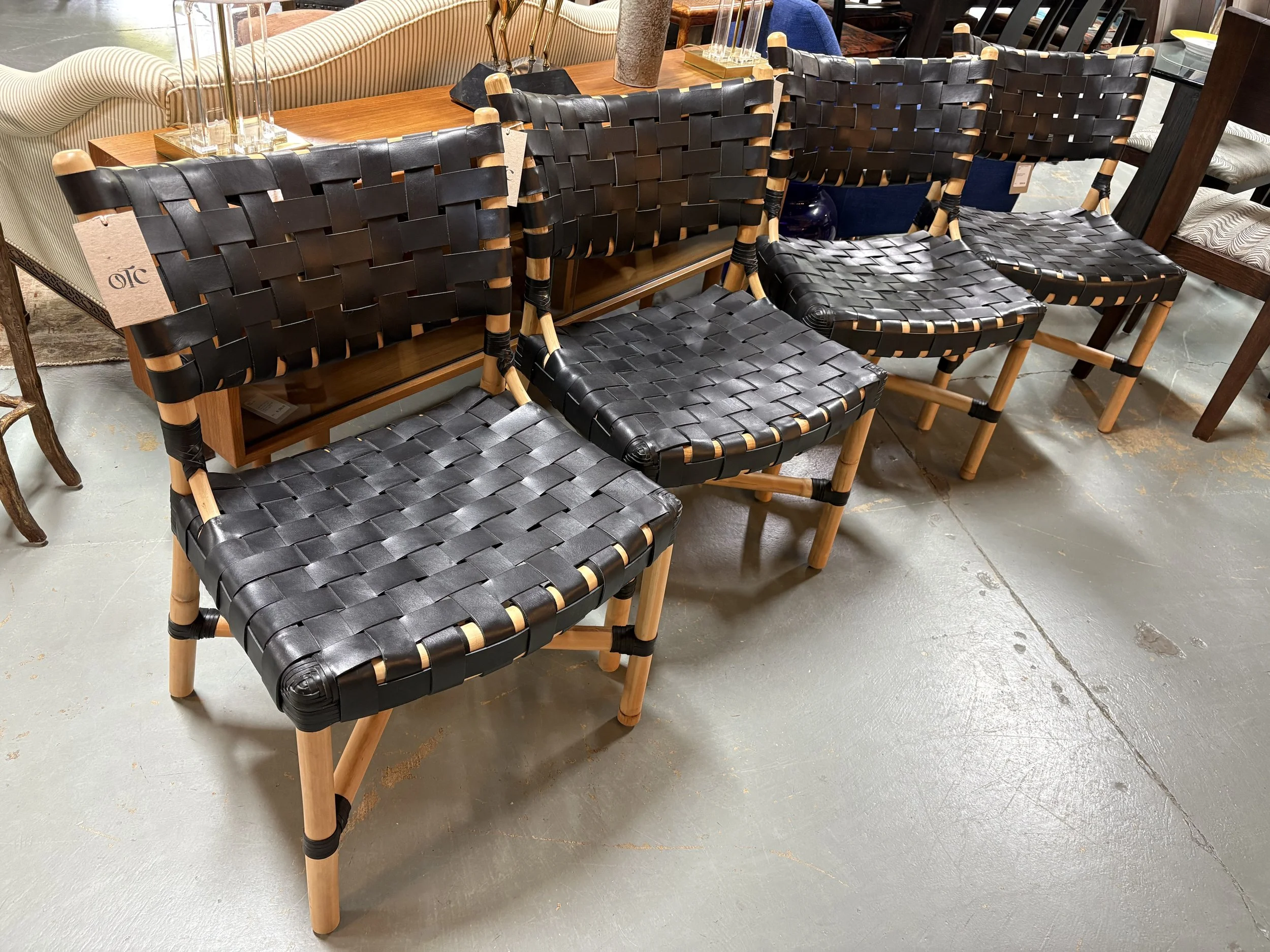 Gabby Home Leather Woven Chairs (4)  - $300 ea.