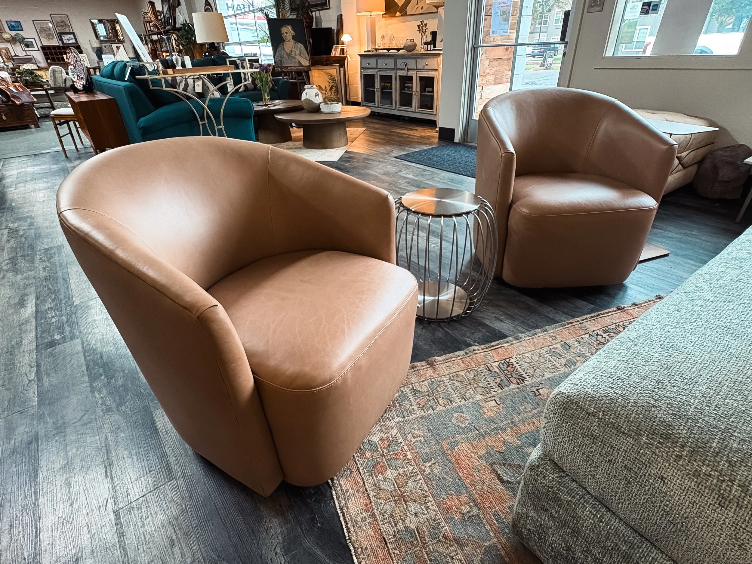 "Preston" Leather Swivel Chairs  -  $1,050 ea.