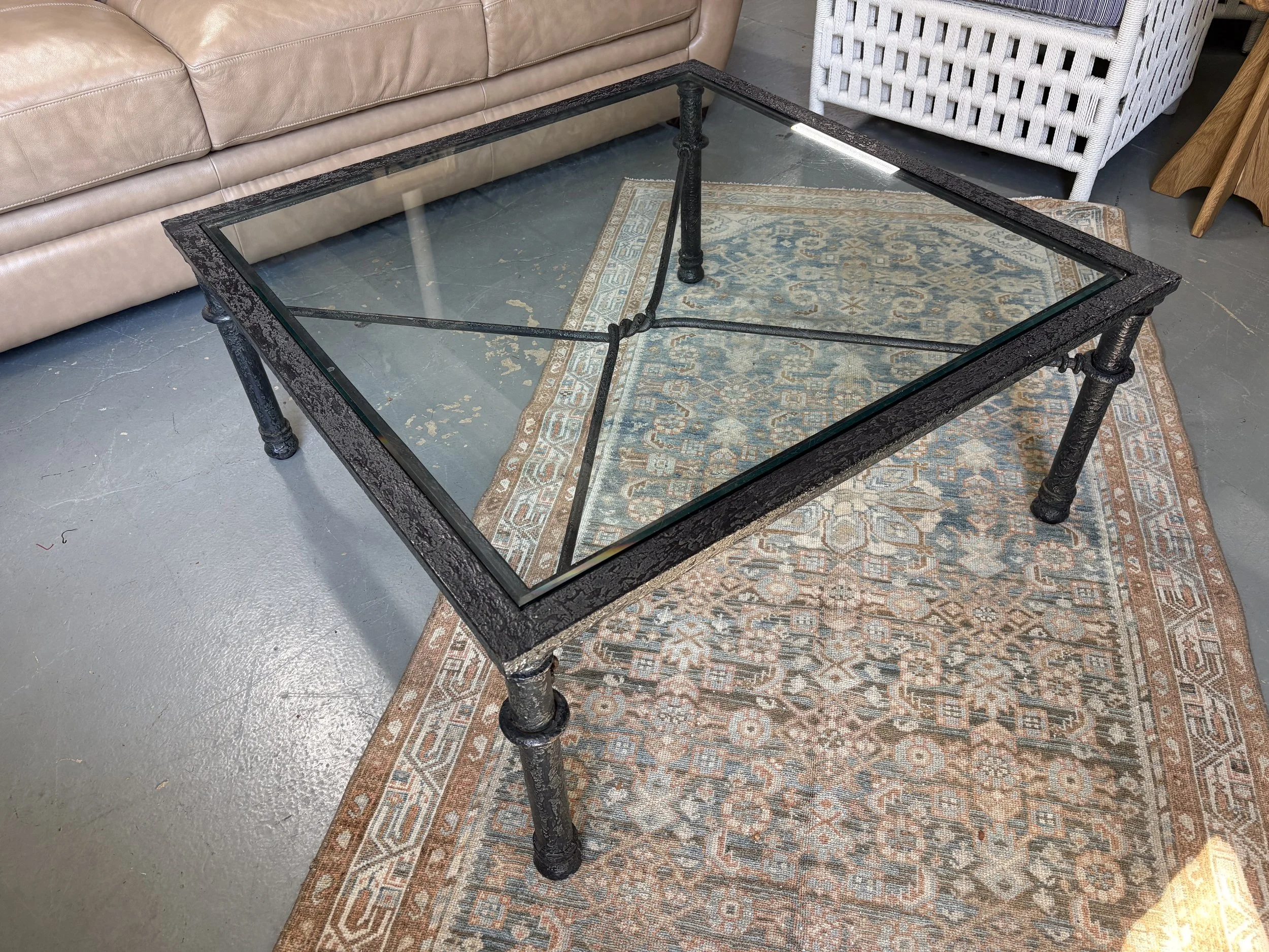 Glasstop Coffee Table w/Iron Frame - $400