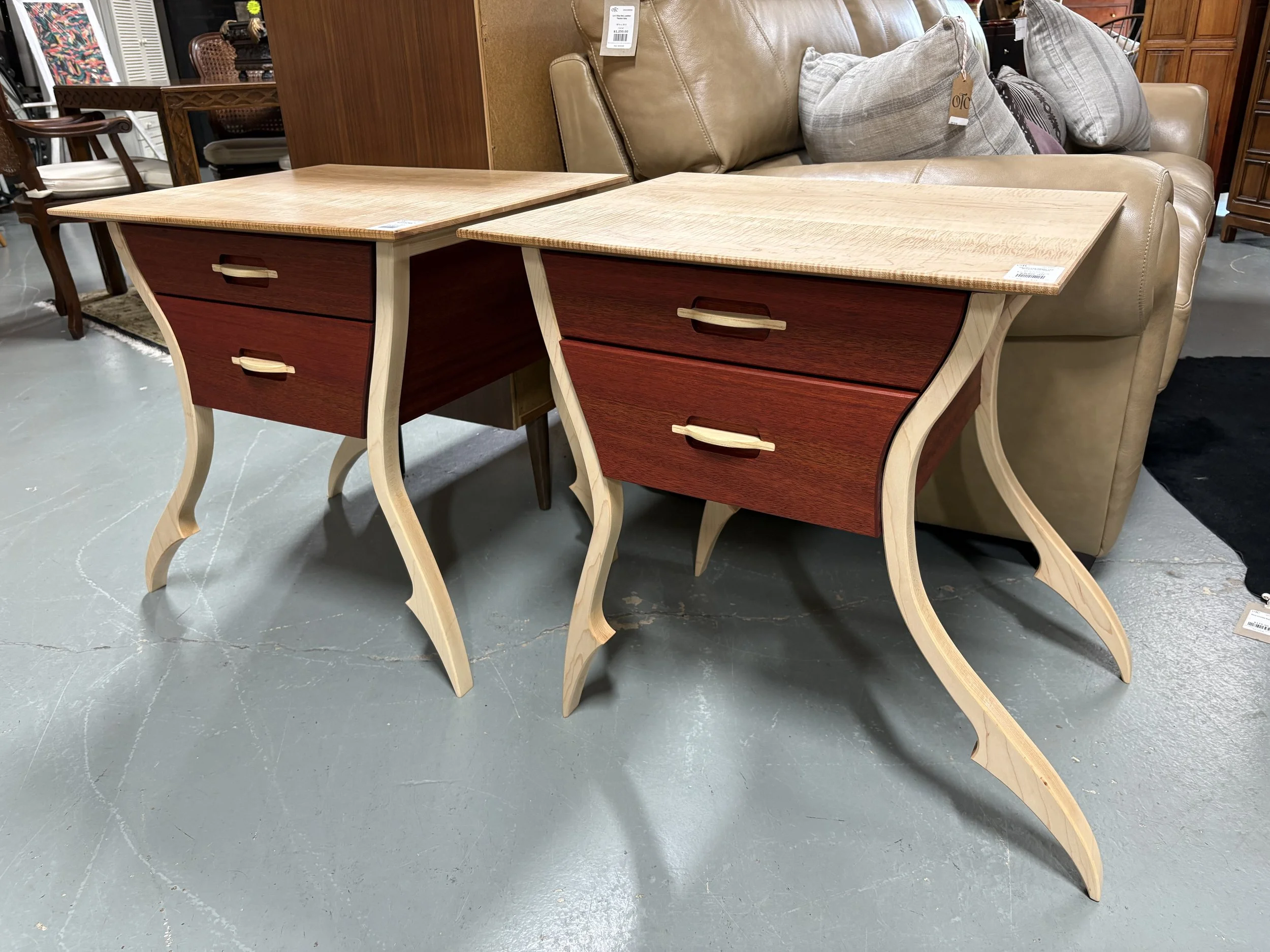 Custom Maple Top Drawer End Tables - $950 ea.