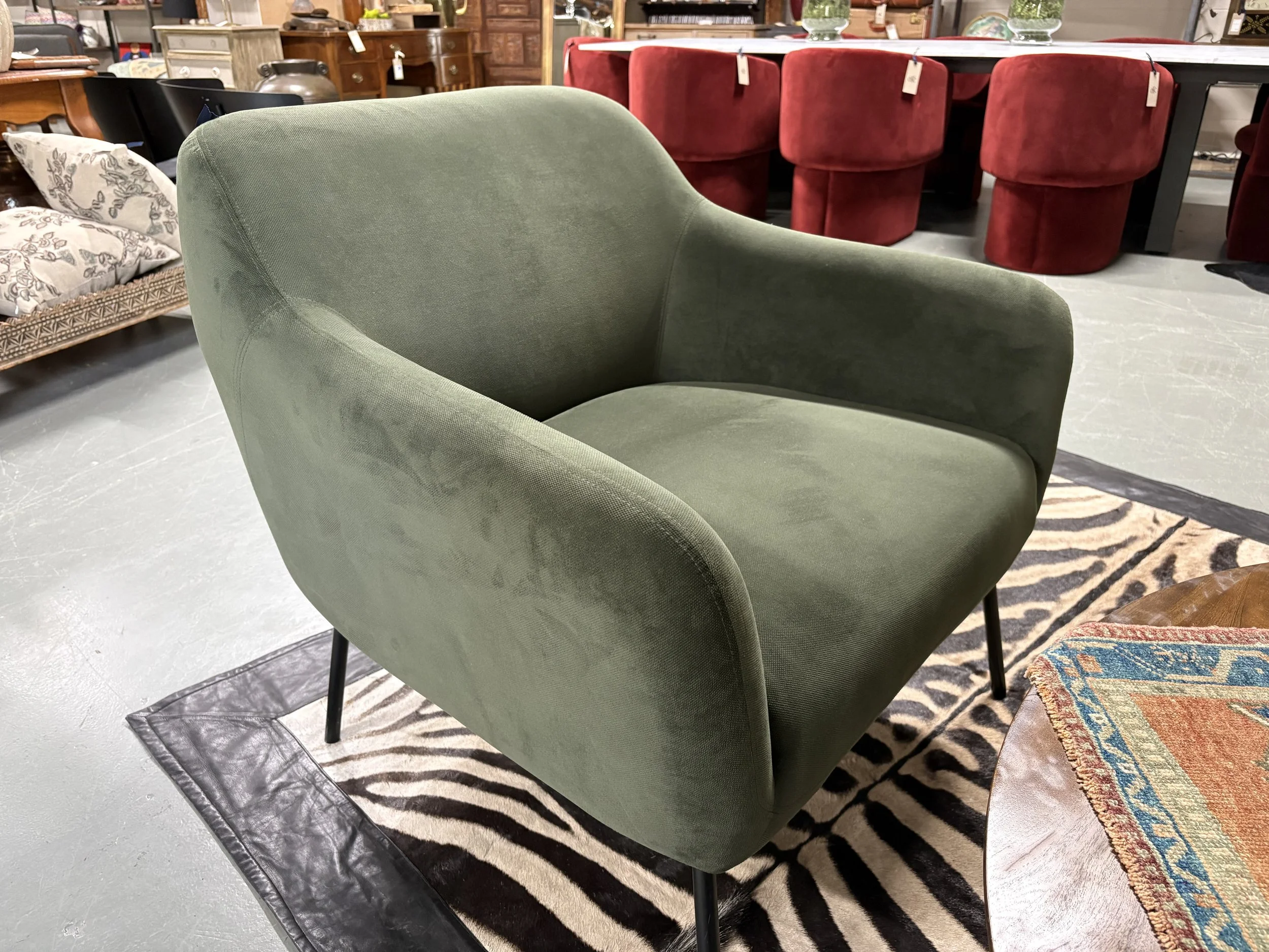 Moss Green Suede Armchairs - SOLD