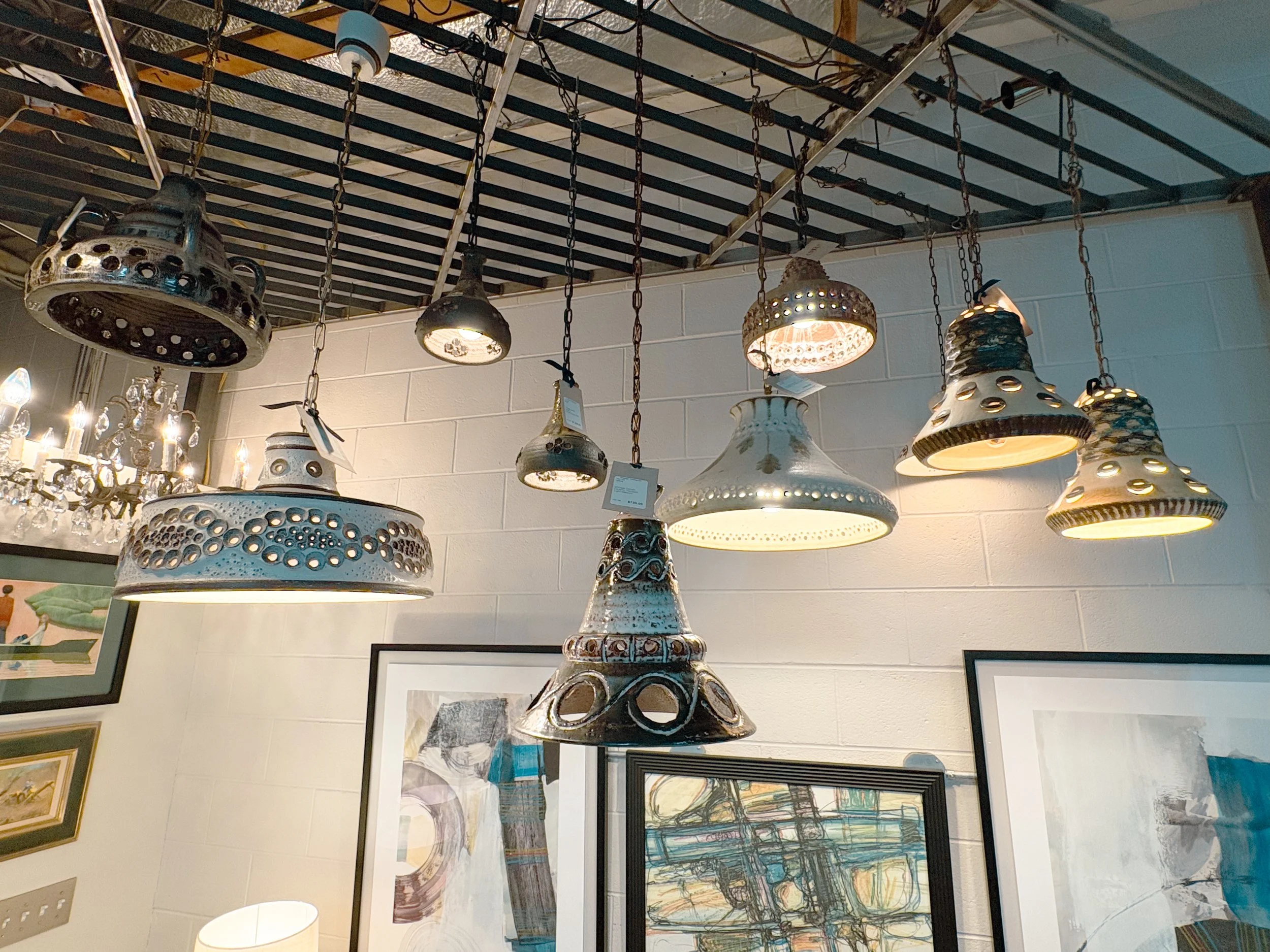 Vintage Handmade Ceramic Pendant Lights / Denmark (.var Sizes) - $650 - $1,300
