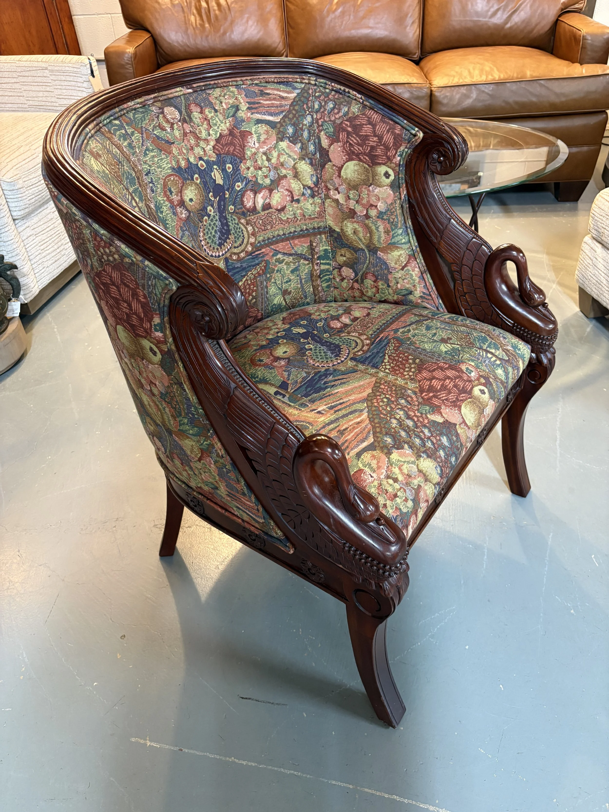 Barrel Back Chair w/ Swan Arms - $200