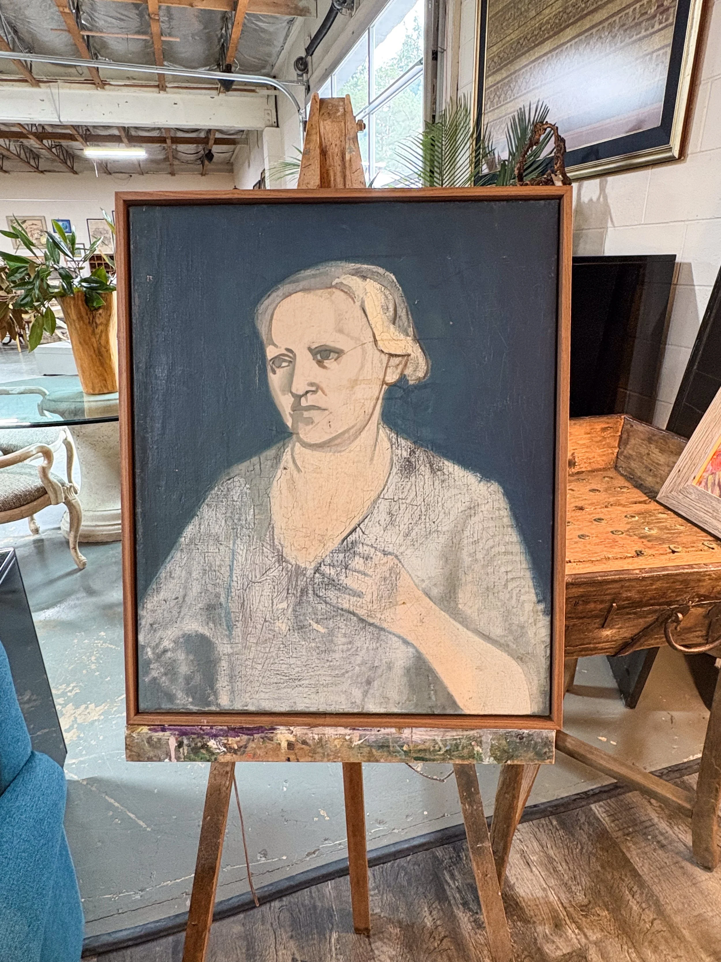 Antique Oil Painting "Old Woman" / France c.1910-1920 (Custom Framed) - $800