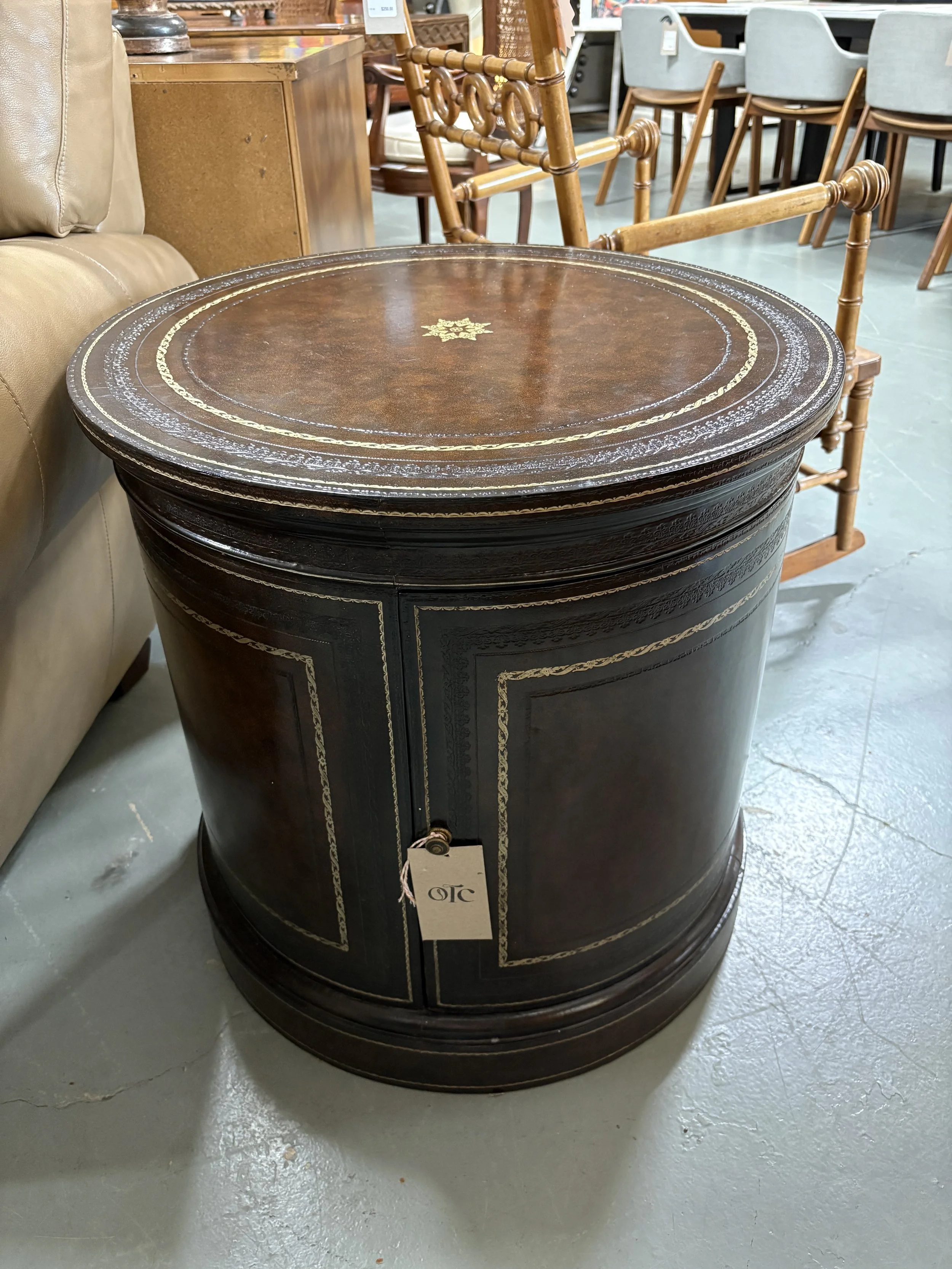 Embossed Leather End Table - $395