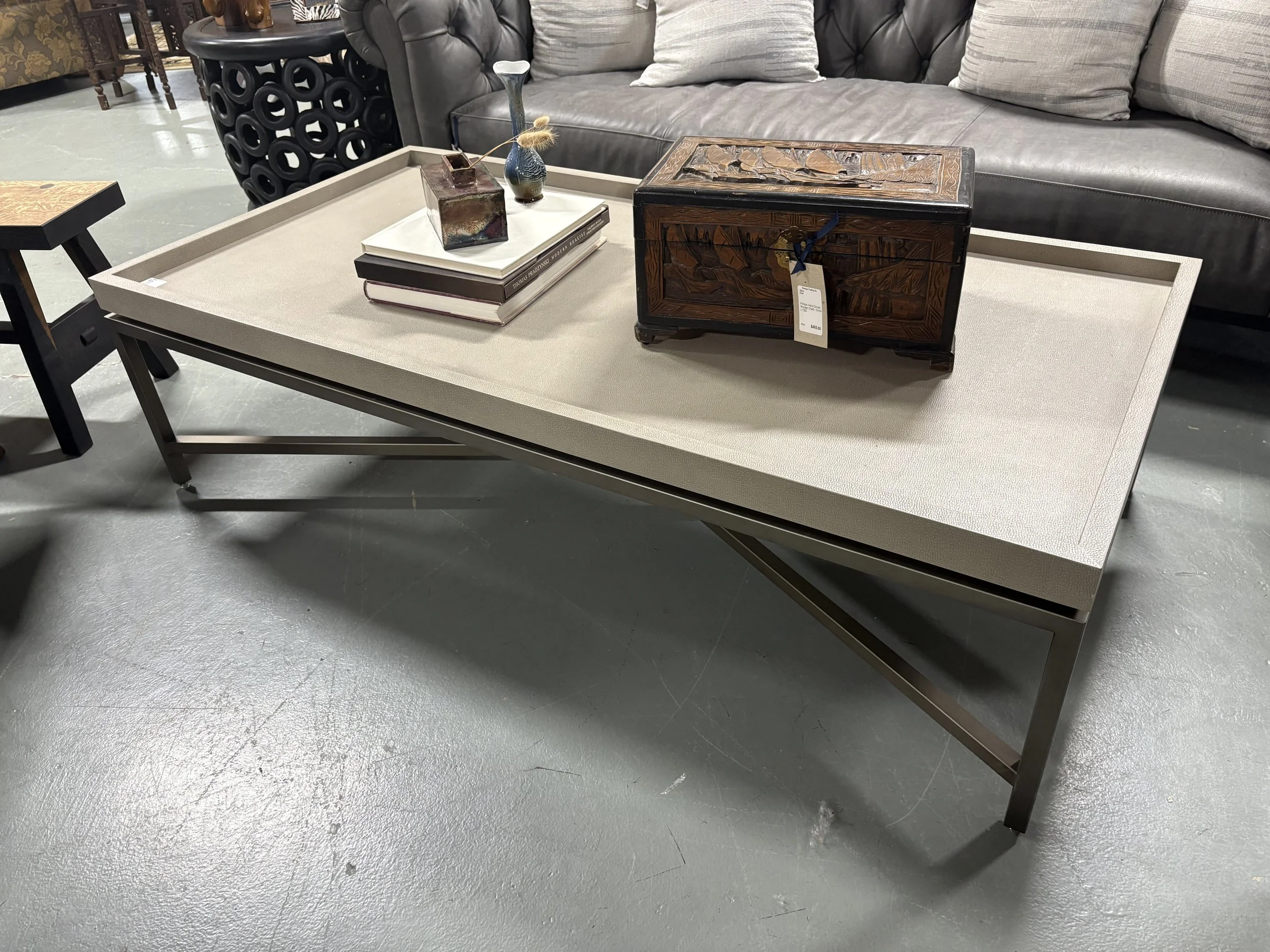 Arhaus Leather Top Coffee Table - $1,300