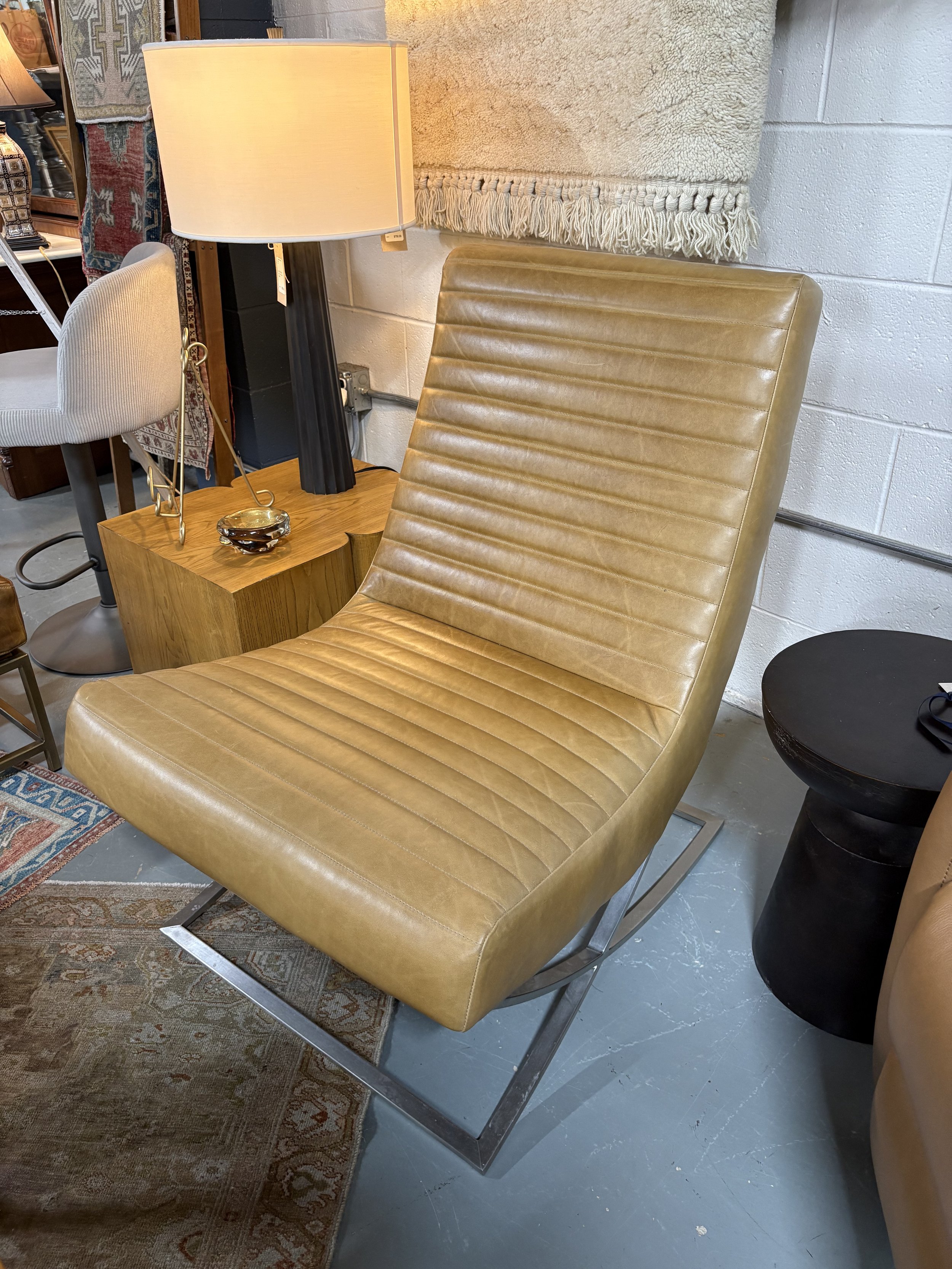 C&B Leather Channel Stitch Chair - $1,900