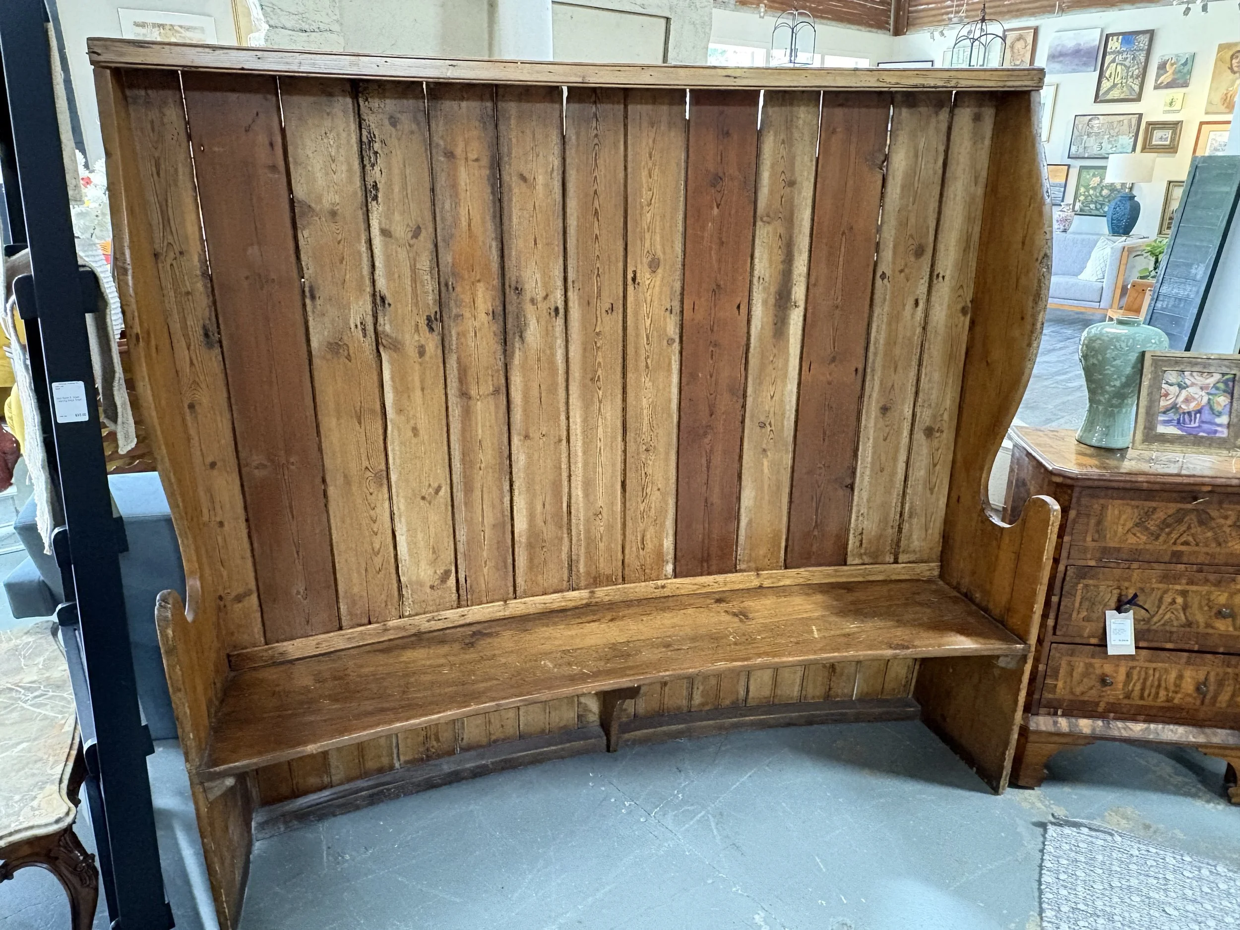 Antique High-Back Settle Bench - $1,200