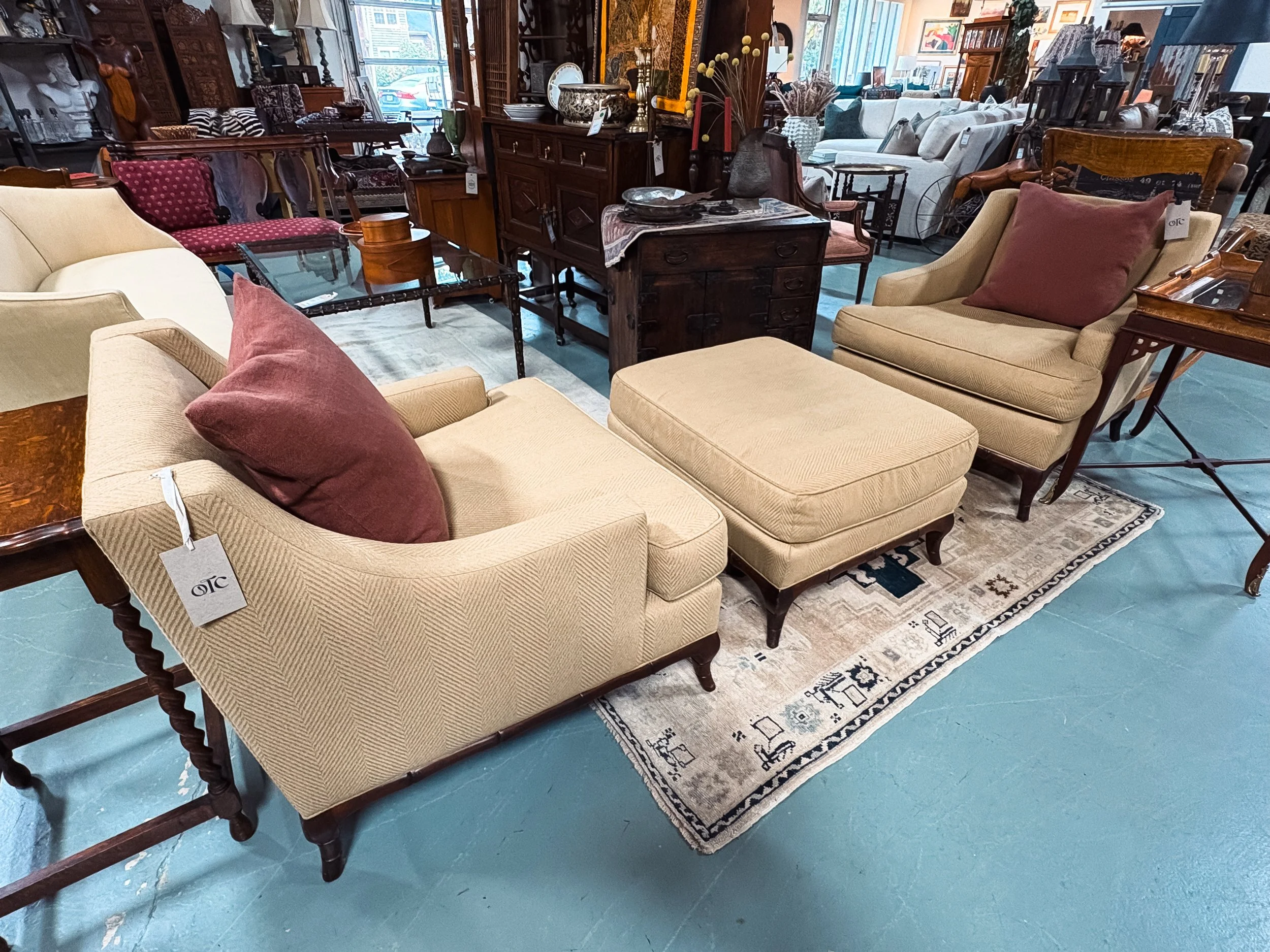 Baker Club Chairs w/ Ottoman (Set of 2) -  $1,600