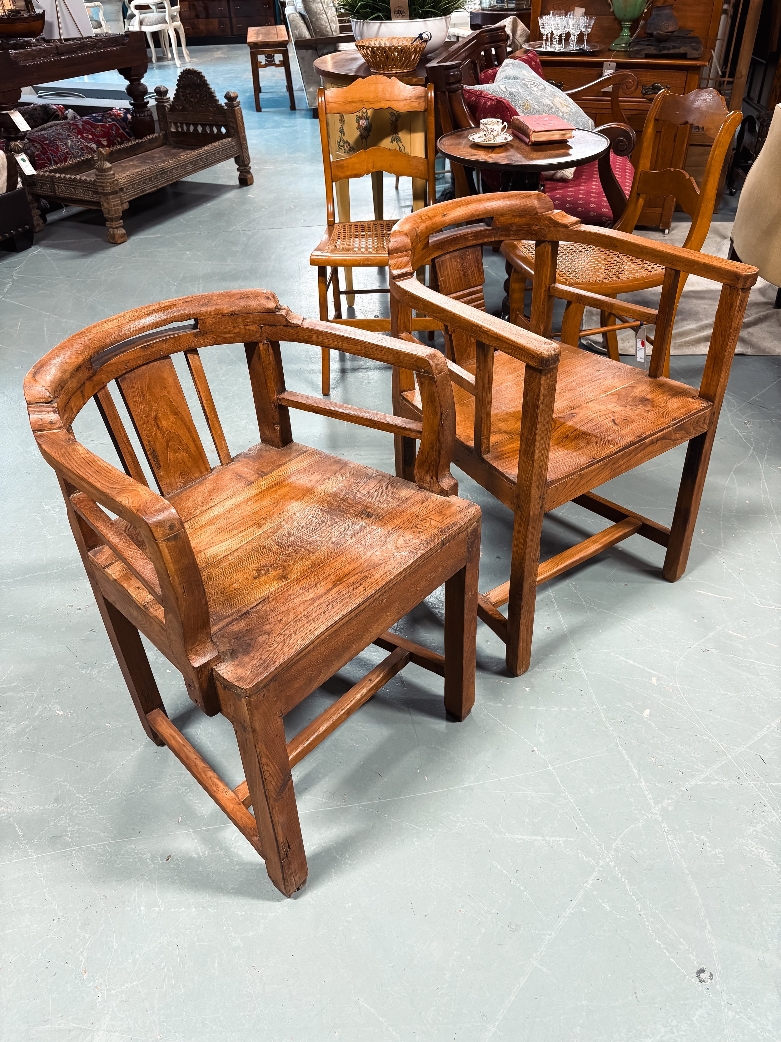 Antique Hand Carved Teak Arm Chairs / Denmark c.1920s - $485 ea.
