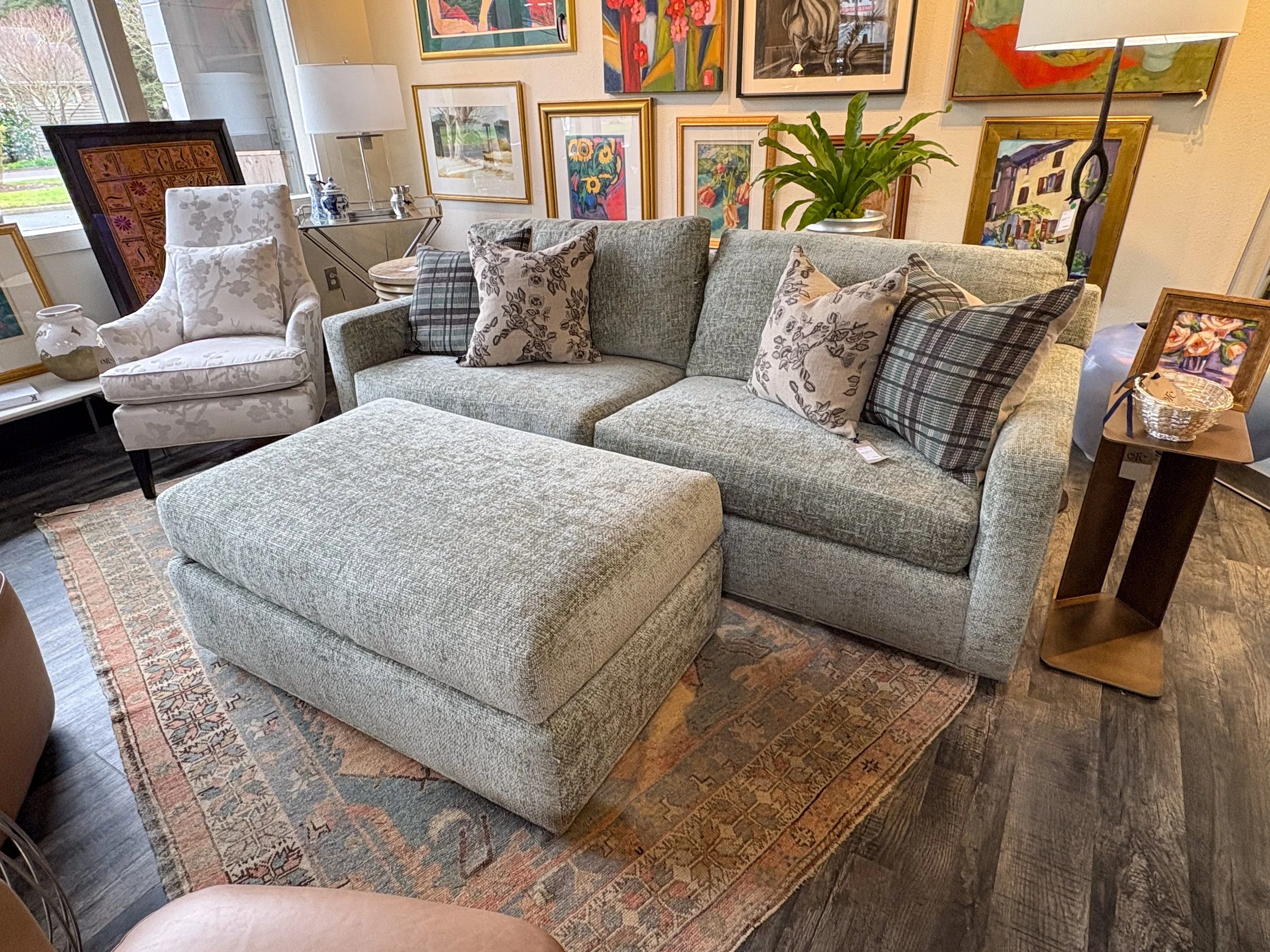 Century Two Cushion Sofa w/Ottoman   -  $7,000