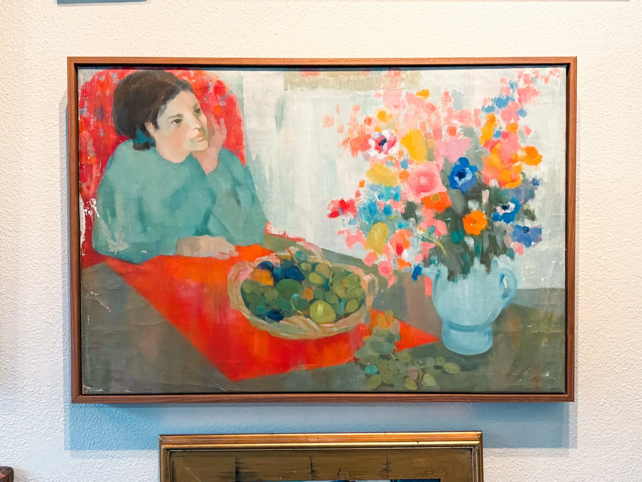 "Woman with Flowers" / France c.1920 w/Custom Framing - $940