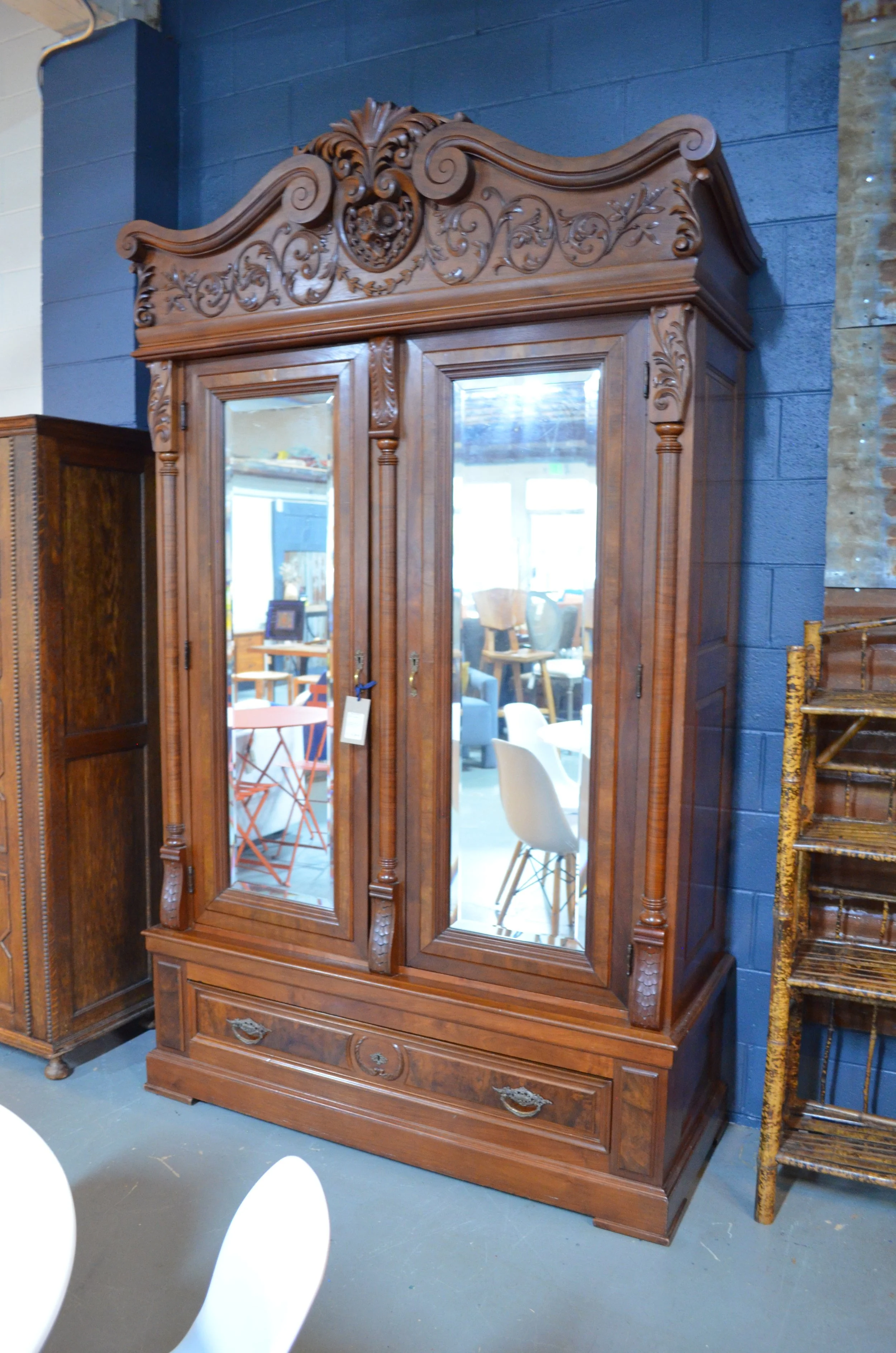 Antiq. Victorian  Armoire w/ Glass Doors c. 1870 - $1,300