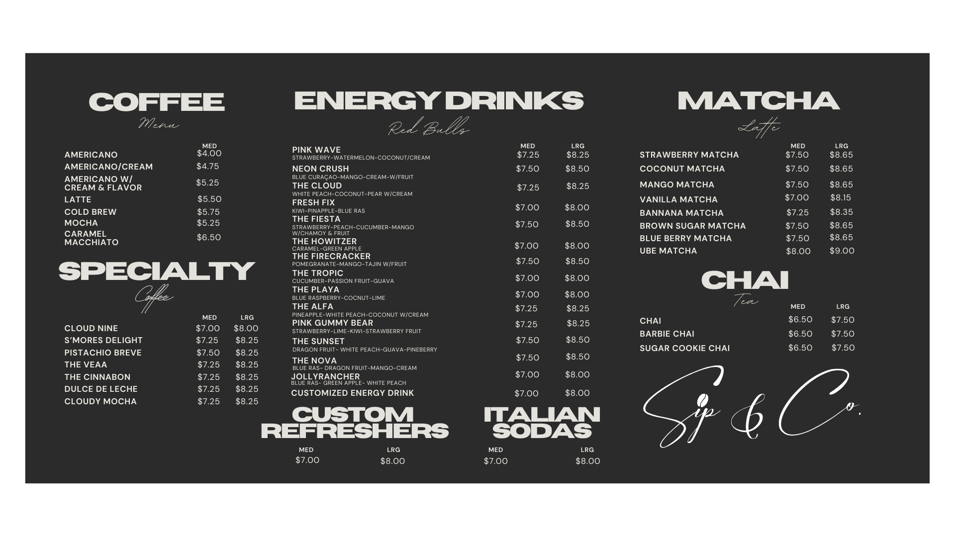 First Sip Menu Menu — Sip&Co.