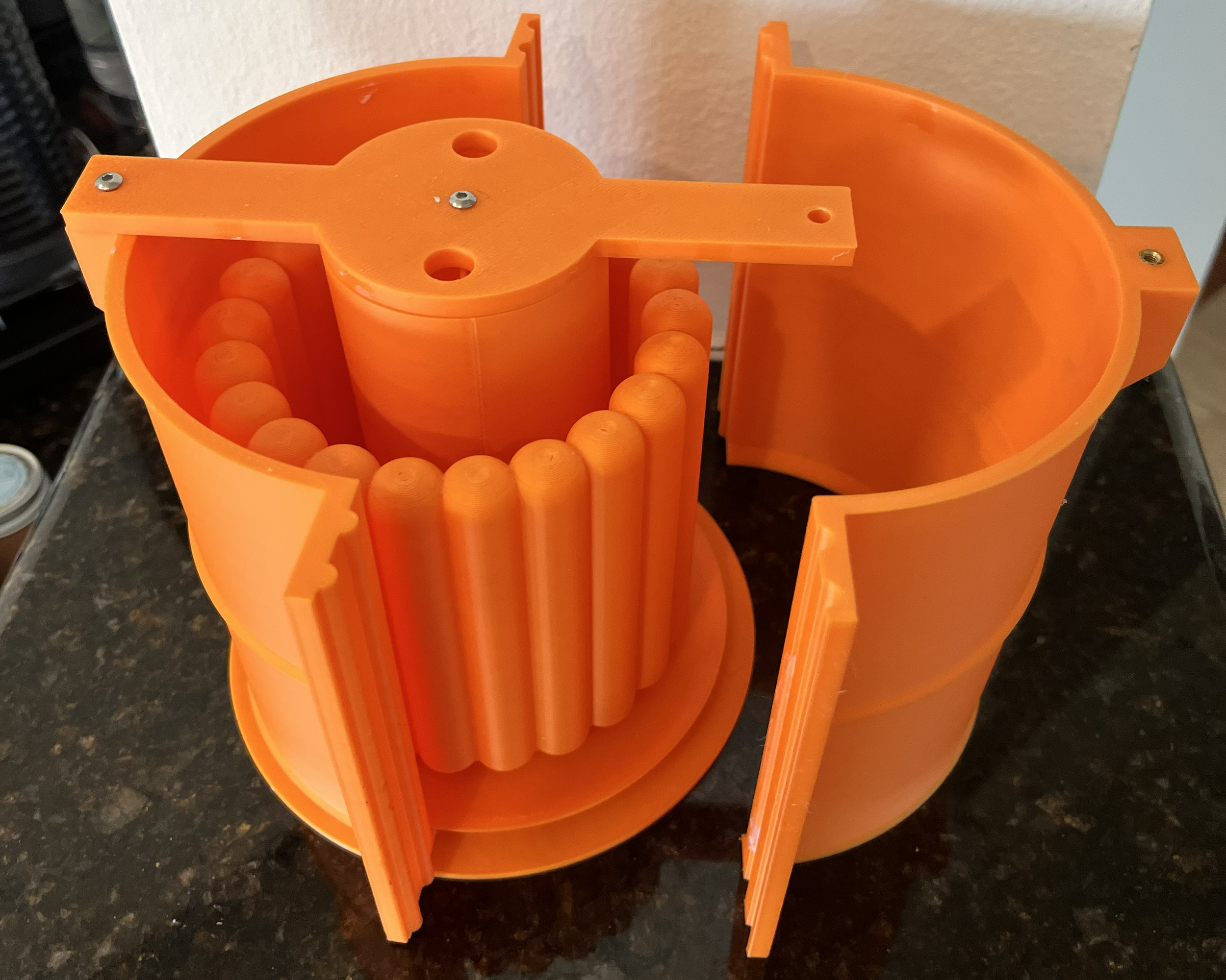 Mold splits for easy removal of the silicone body.