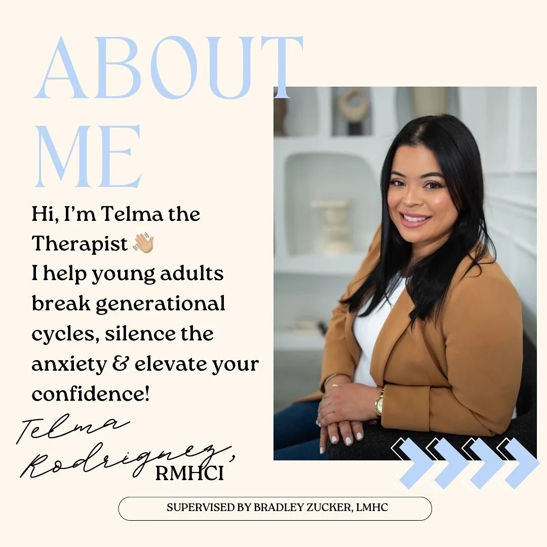 Hi there 👋🏼 I&rsquo;m Telma the Therapist 🙂 I&rsquo;d love to hear how we can explore your goals in therapy! 
 #telmathetherapist #mentalhealthawareness #therapy #counseling #browardtherapist #floridatherapist #virtualtherapist #anxietytherapist #