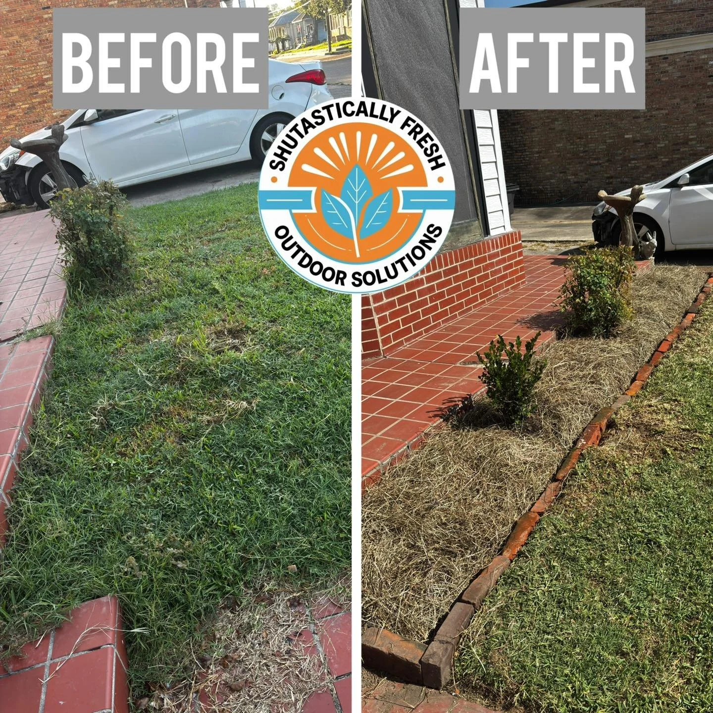 From overgrown to outlined 🌿➡️✨
This small front garden got the full Shutastically Fresh treatment &mdash; edging, cleanup, and a clean layer of mulch to make those shrubs pop! Sometimes all it takes is a few hours of focused detail work to complete