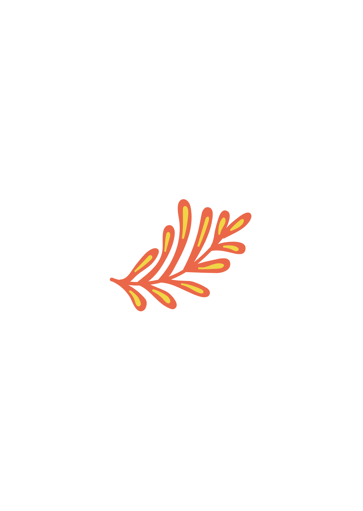 A simple illustrated orange and yellow leaf with a black background.