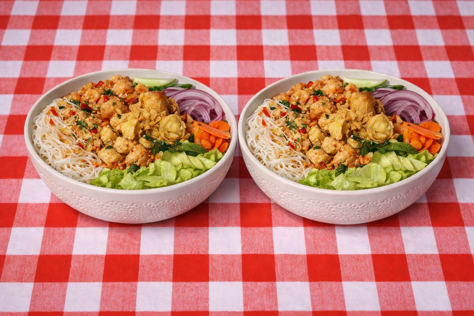 Couples Option: 2 x Chef's Vietnamese Salad with Beef or Chicken, 2 x Chilled Water & 2 x Sweet Energy Treat