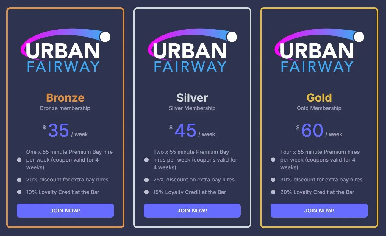 Memberships Urban Fairway Indoor Golf Newmarket