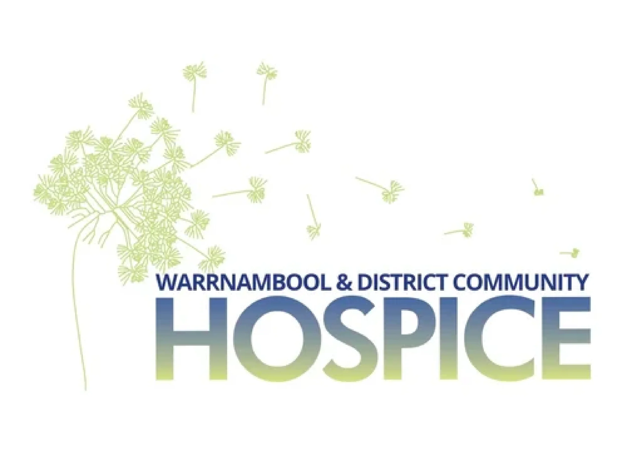 Warnambool & District Community Hospice logo with pale green botanical illustration