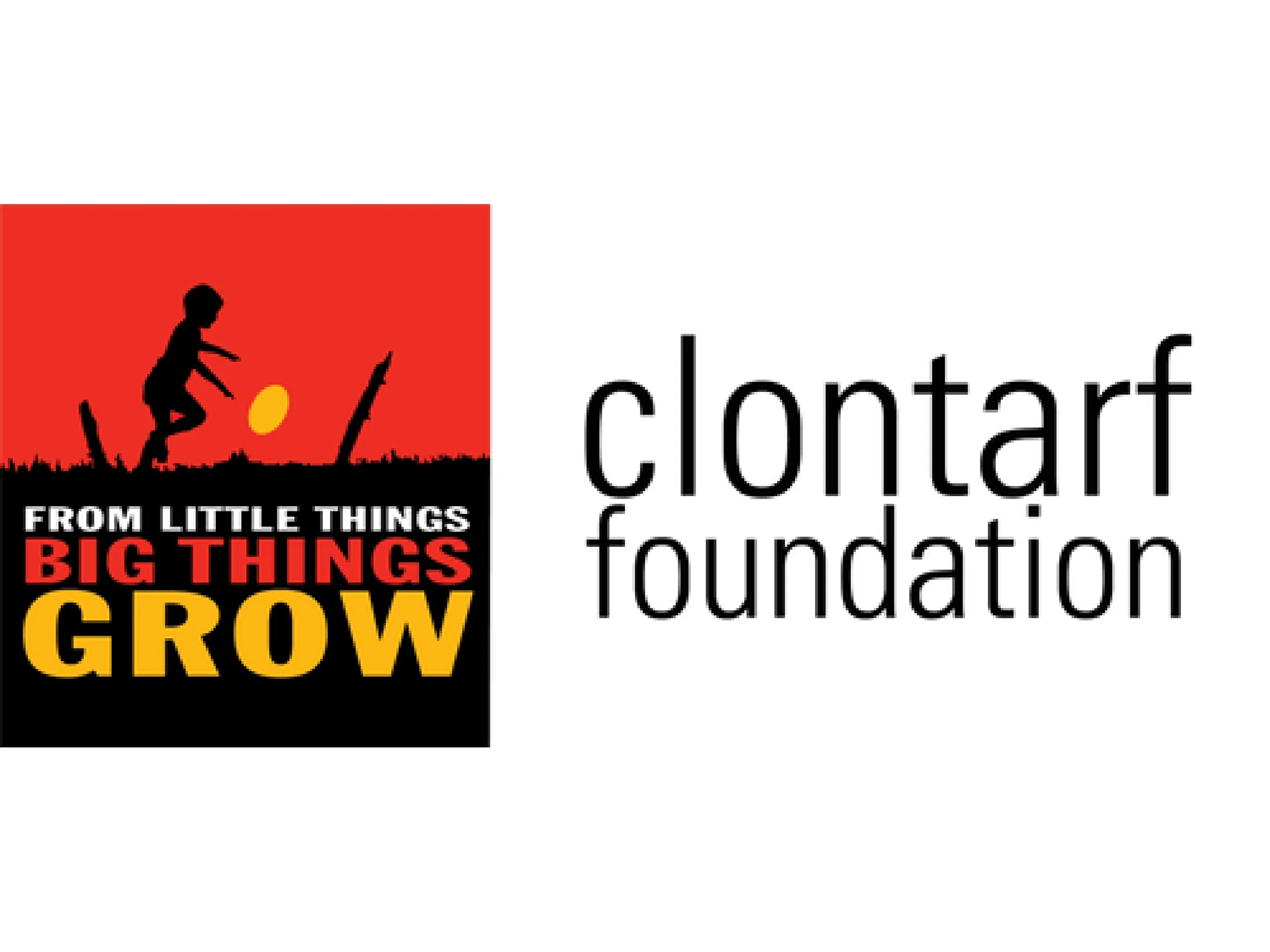 Clonfert Foundation logo featuring a silhouetted person jumping over a ball with the slogan “From Little Things, Big Things Grow.”
