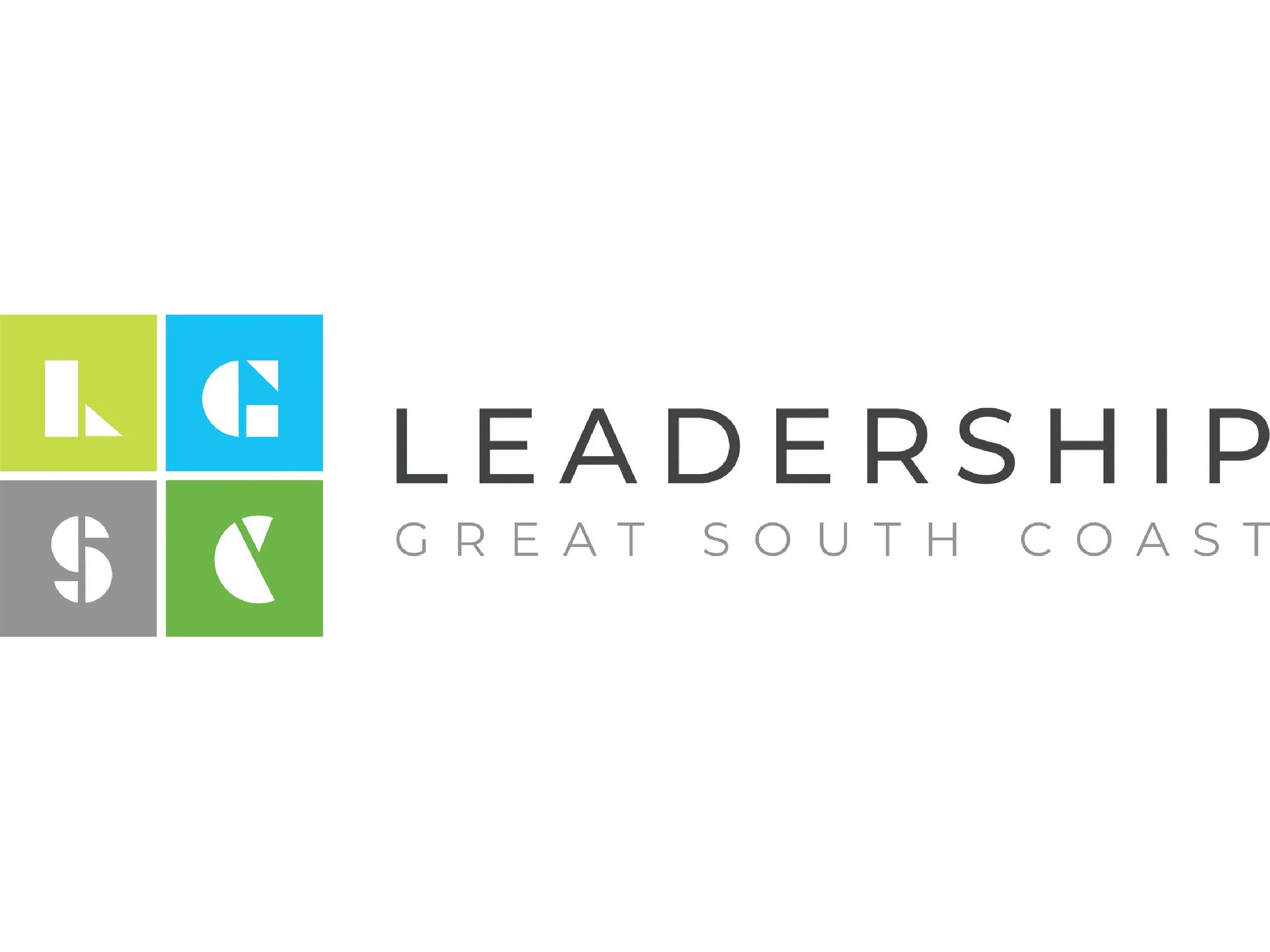 Leadership Great South Coast logo with four colorful geometric icon squares