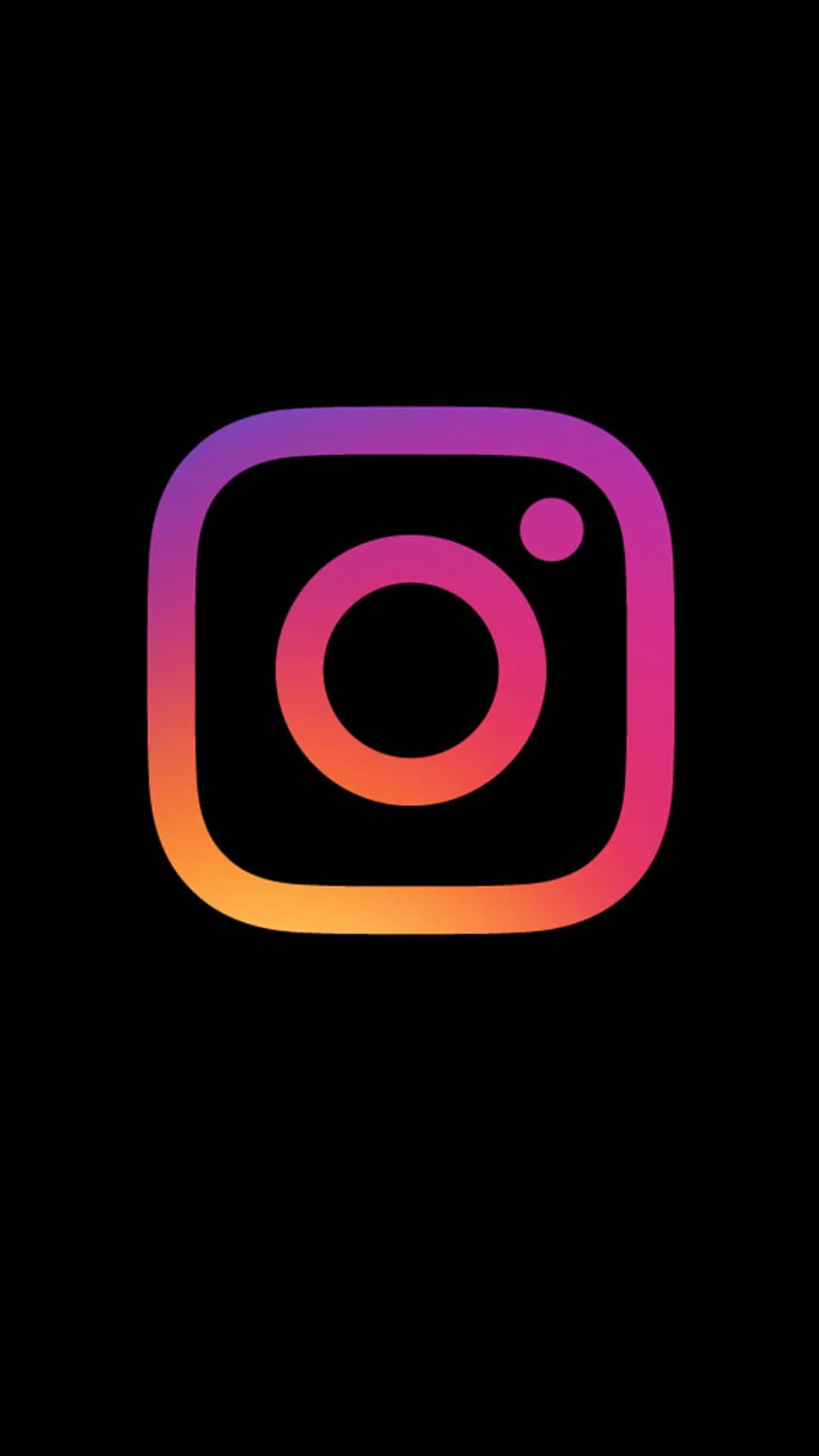 Instagram app logo with a gradient of purple, pink, and orange on a black background.