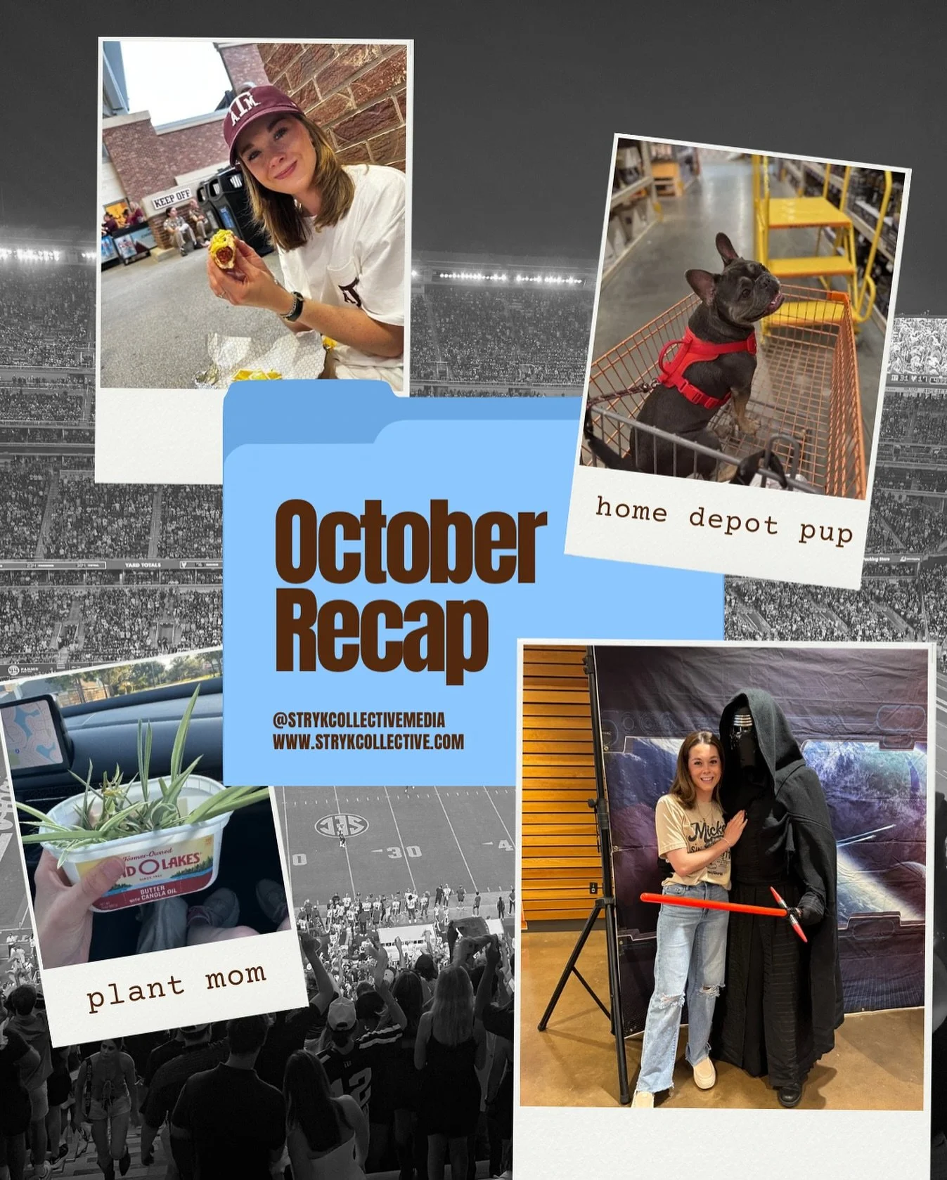 October in snapshots: football, frenchies, new plants, and Jordan living his best Star Wars life at Trunk or Treat🎃 @graciesramos 

Here&rsquo;s to growing brands and memories that matter.

#strykcollective #houston #thewoodlandstx #socialmediamanag