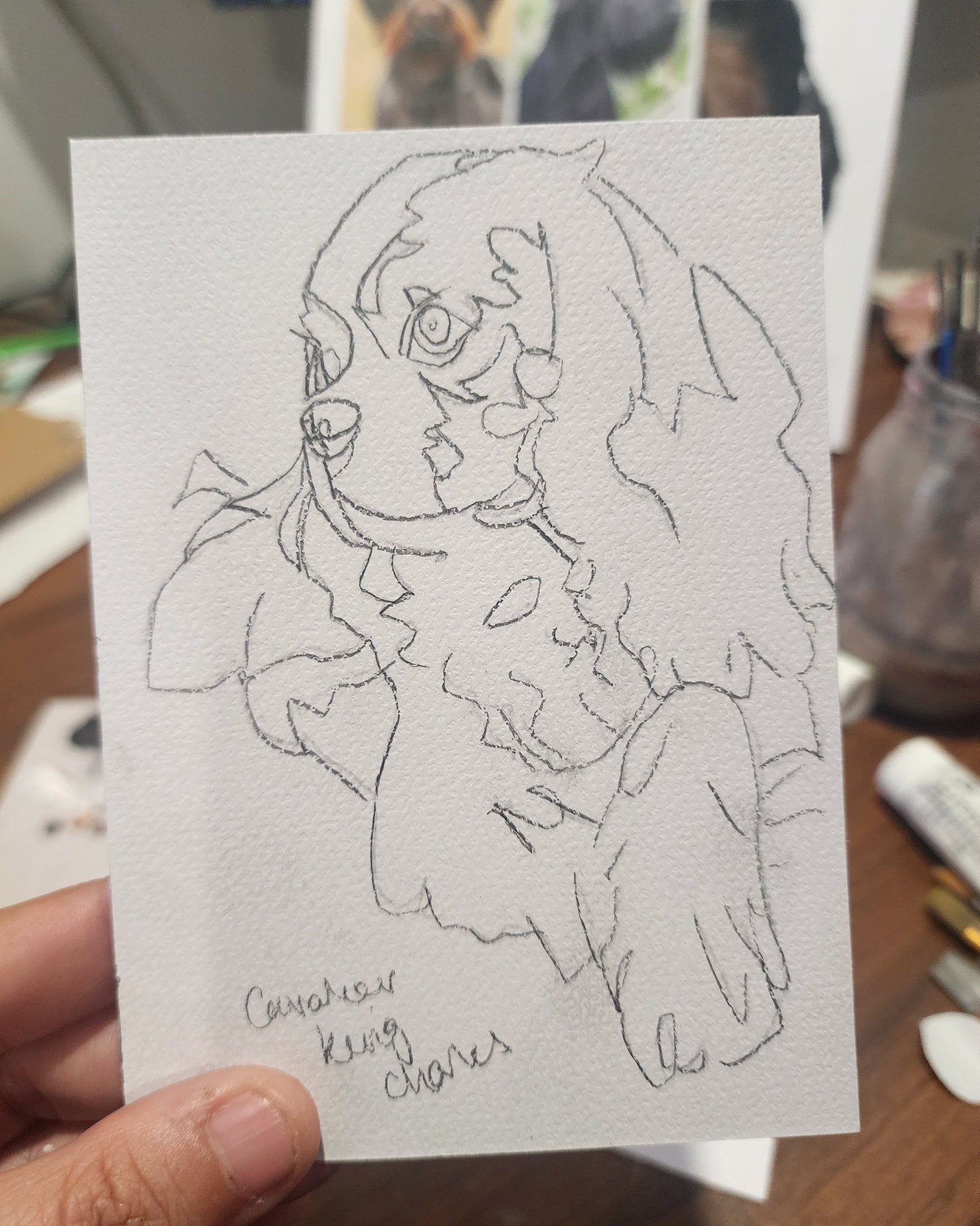 🎨✨ Back to the easel &mdash; King Charles Cavalier in progress! ✨🎨
Finally decided to pick up this sweet sketch again 🐾💛
Excited to bring this little fluffball to life with every brushstroke!

#kingcharlescavalier #dogportrait #petart #bellapipde
