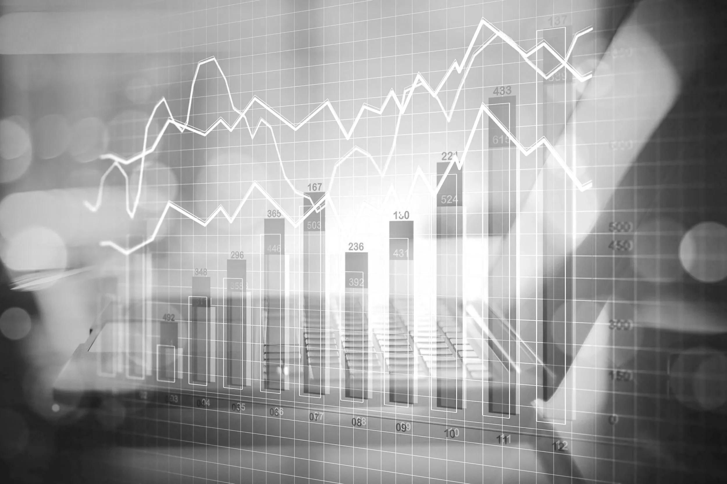 with a graph visualized statistics on a semi transparent background