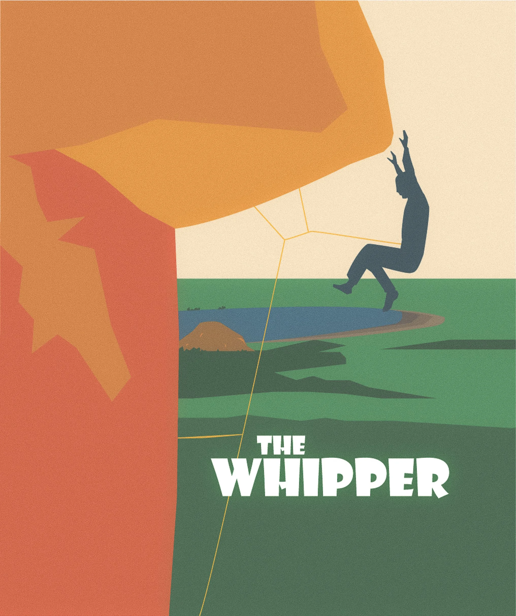 A can of beer with a colorful label featuring a climber hanging from a rock, and the text 'The Whipper' along with details about the beer's alcohol content and volume.