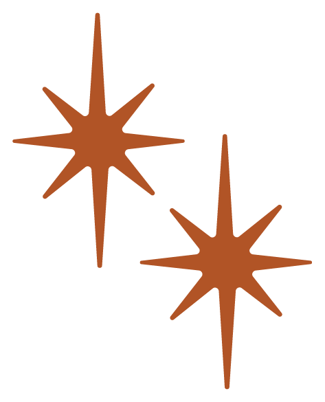 Two brown star-shaped objects with multiple points.